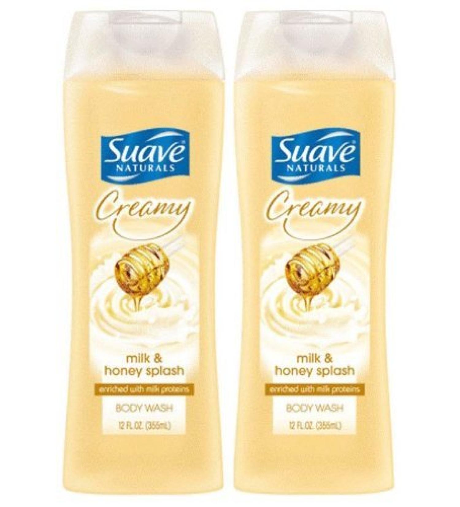 Suave Naturals Creamy Body Wash - Milk & Honey Splash - 12 Fl Oz (Pack of 2)