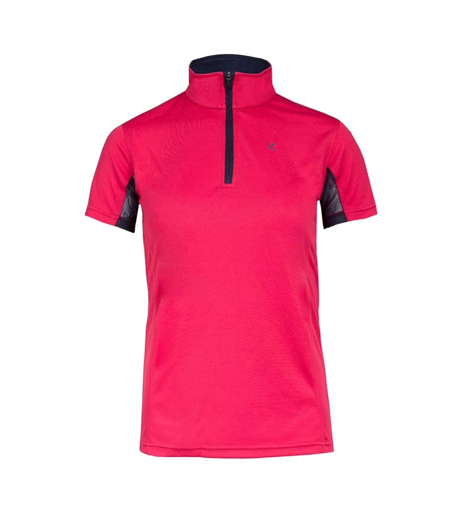 Horze Kids' Short Sleeved Equestrian Sun Shirt - Pink/Peacoat Dark Blue - XL (EU 158-164) | Moisture-Wicking, UV Protection, Mesh Under-Sleeves - Buy Online on SooperMarket.com