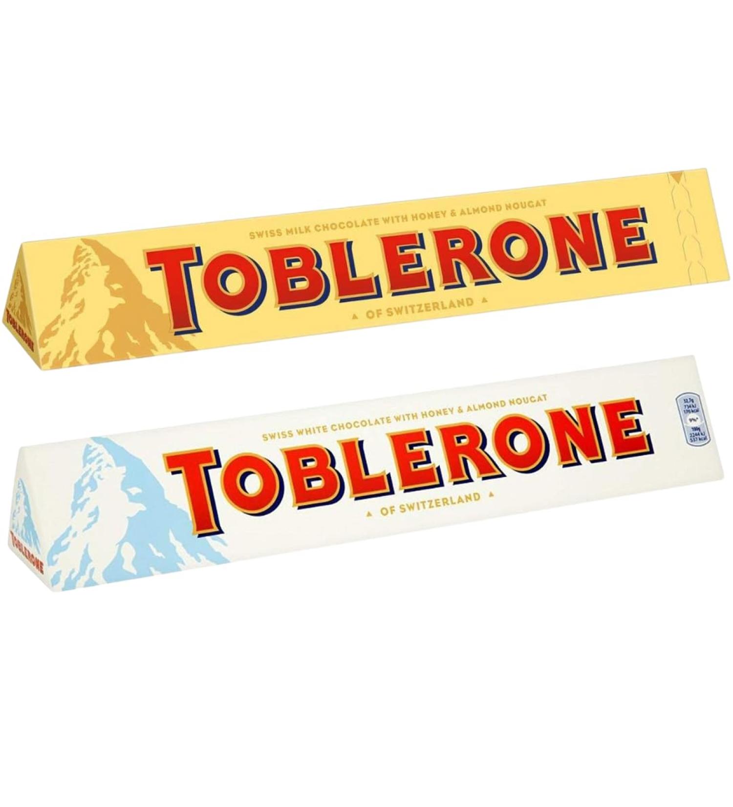 Milk Chocolate Bar 360g x1 with White Chocolate Bar 360g x1- Bundle Consisting of Toblerone Chocolate x2 Pack - Buy Online on SooperMarket.com
