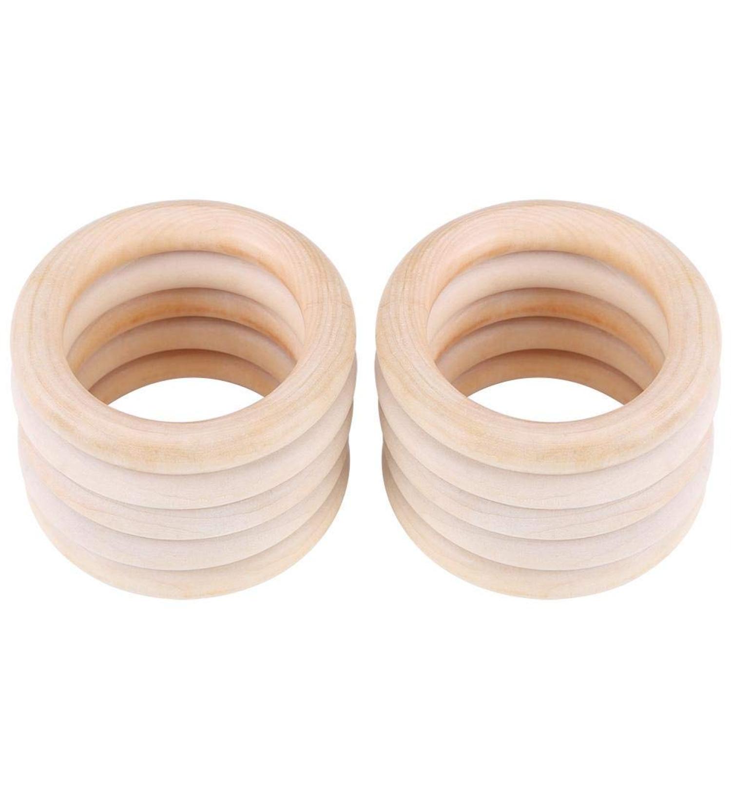 Organic Wooden Teething Rings - Set of 10 Smooth Teething Toys | 7cm & 5cm Diameter | Safe & Natural Baby Comfort - Buy Online on SooperMarket.com