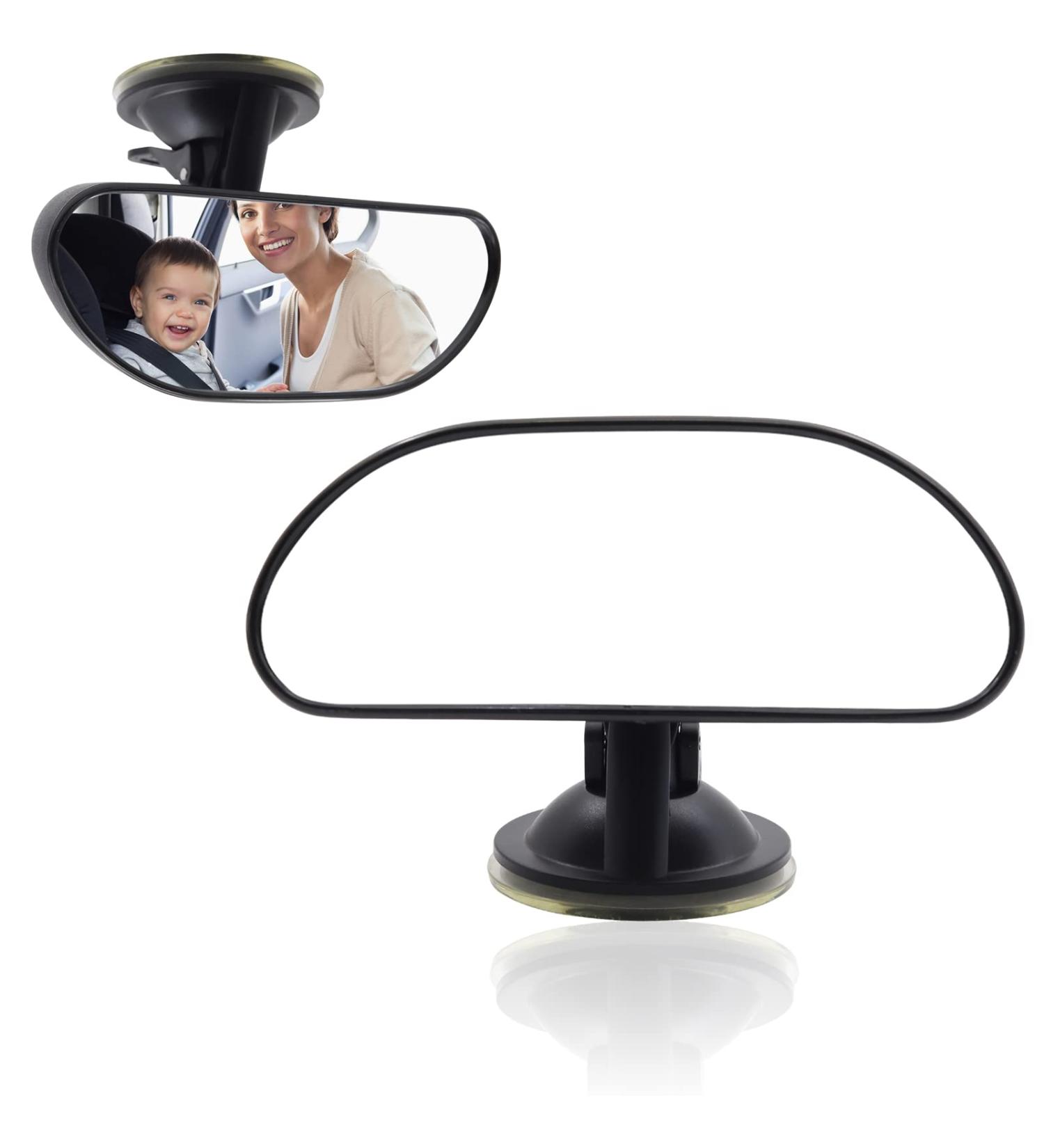 Baby Backseat Mirror - 360 Rotatable Rearview Safety Mirror with Adjustable Angle and Suction Cup - Black - Buy Online on SooperMarket.com