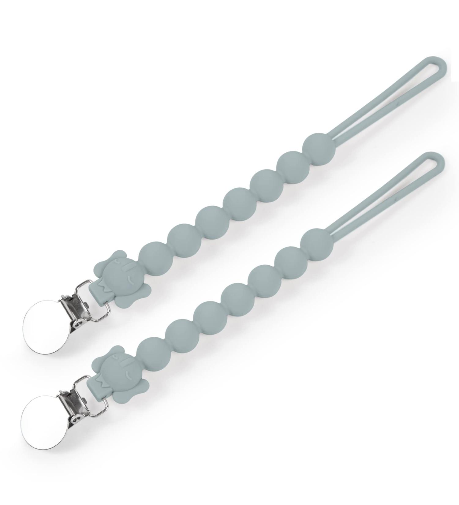 Silicone Pacifier Clip with Koala Bead - Grey | One Piece Soother Binky Teething Ring Holder - Buy Online on SooperMarket.com