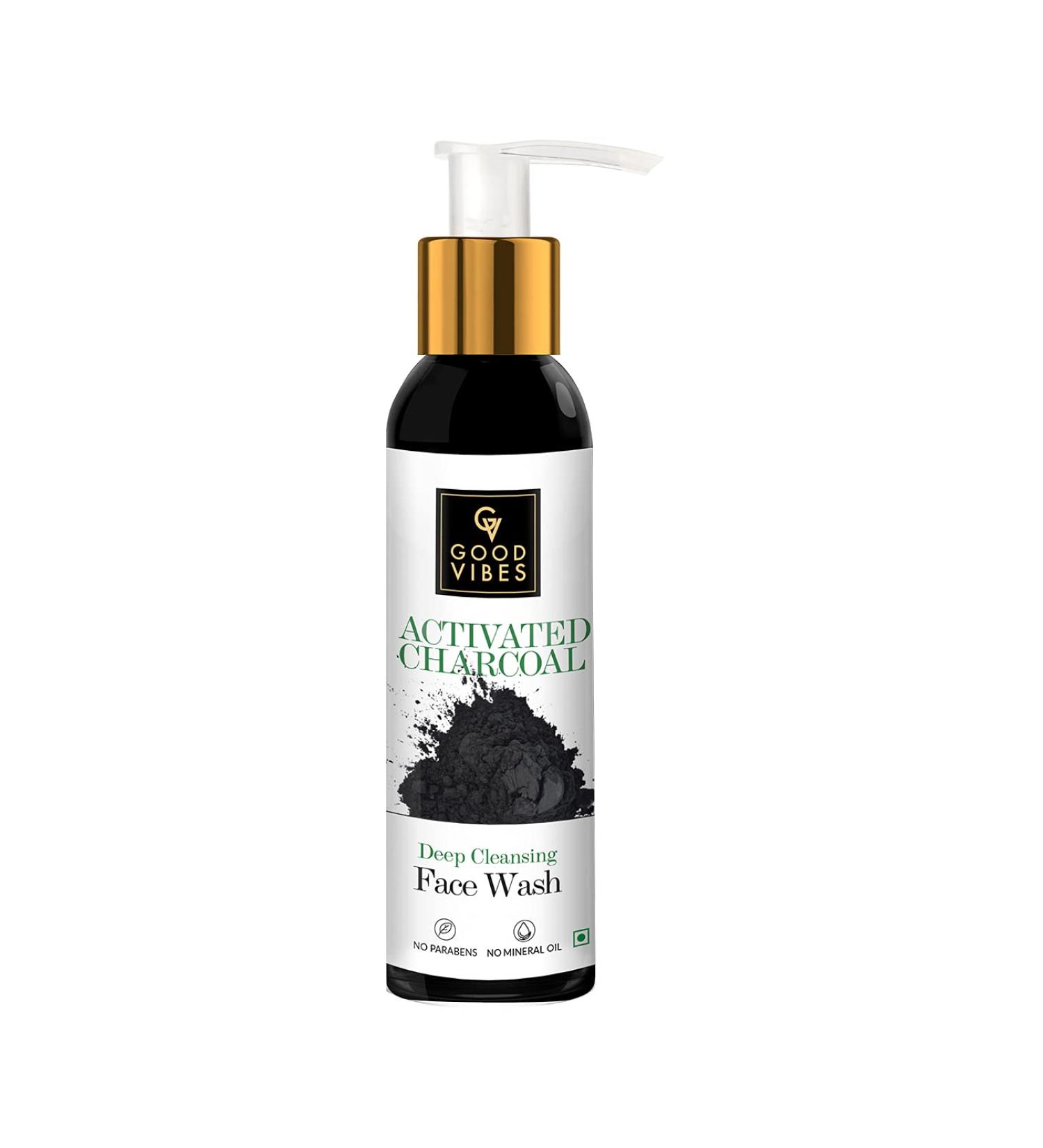 Good Vibes Activated Charcoal Deep Cleansing Face Wash | Acne & Oil Control Cleanser for All Skin Types | Paraben & Mineral Oil Free | 200 ml - Buy Online on SooperMarket.com