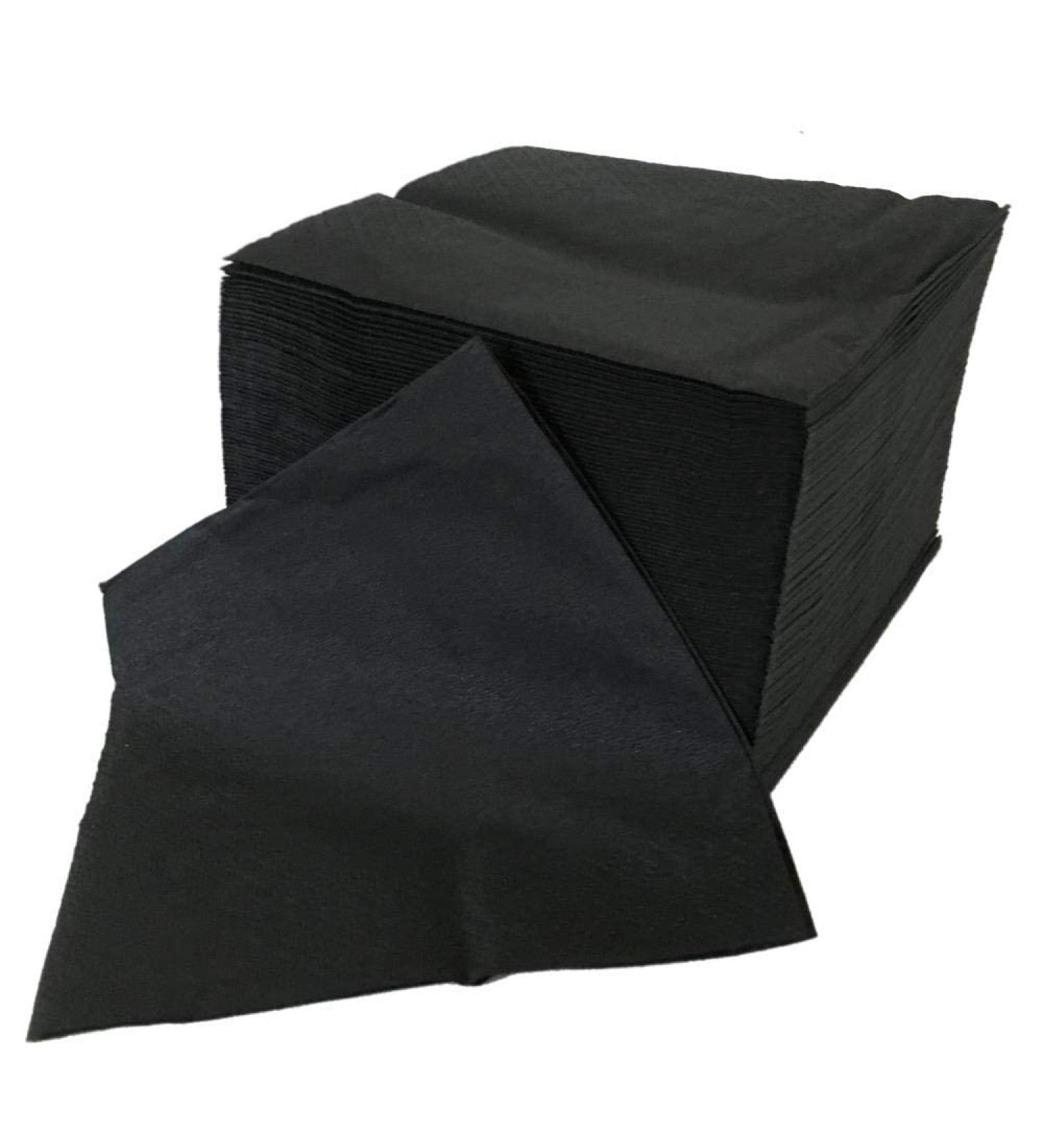Sellaviva Black Cocktail Napkins - 1/4 Fold 2-Layer Pulp 24x24cm - 100 Pieces for Parties BBQs & Celebrations - Buy Online on SooperMarket.com