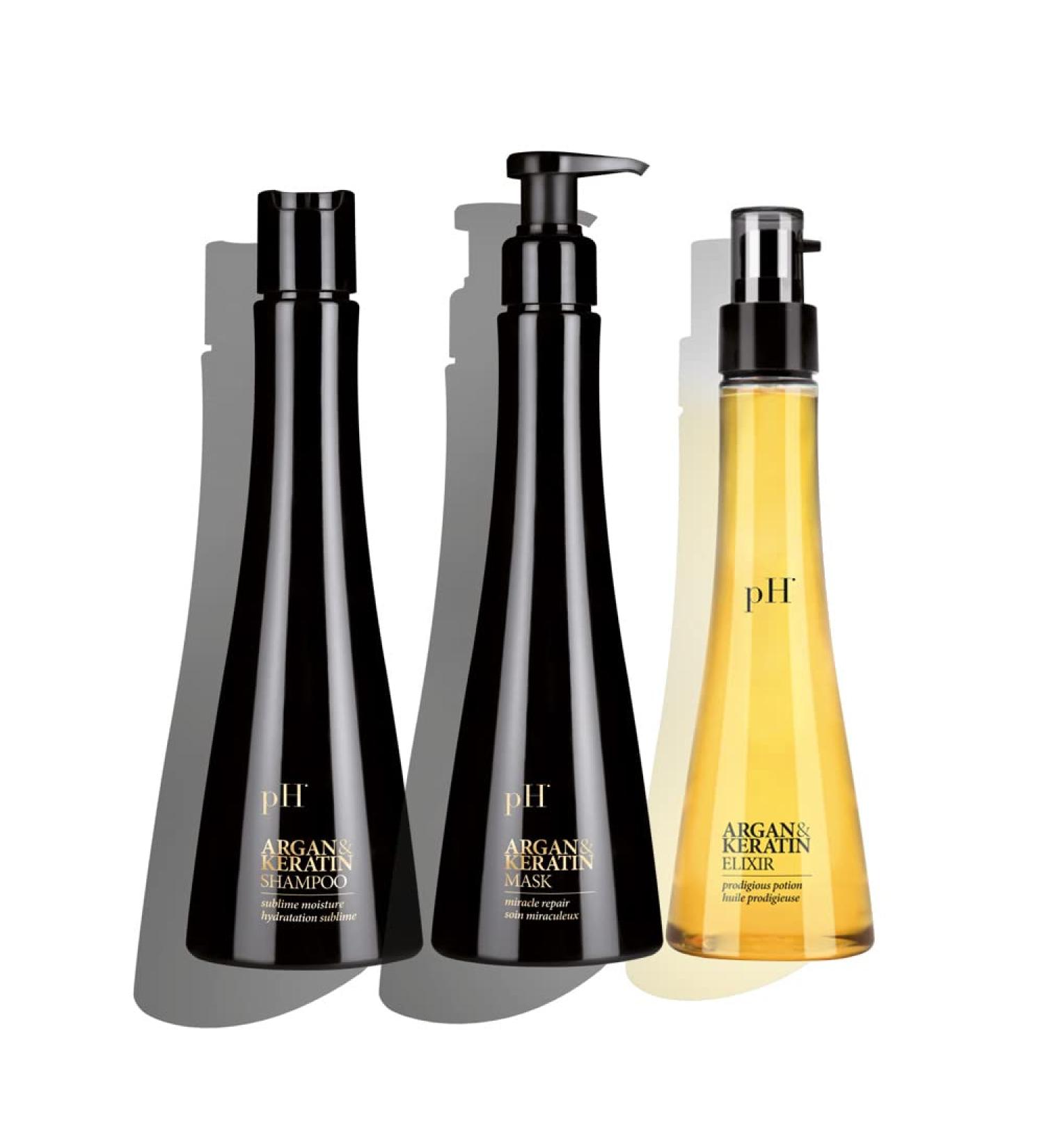 pH Labs Argan & Keratin Shampoo Hair Mask & Elixir Set | Hydrating Color Protection for Lustrous Hair - Buy Internationally - Buy Online on SooperMarket.com