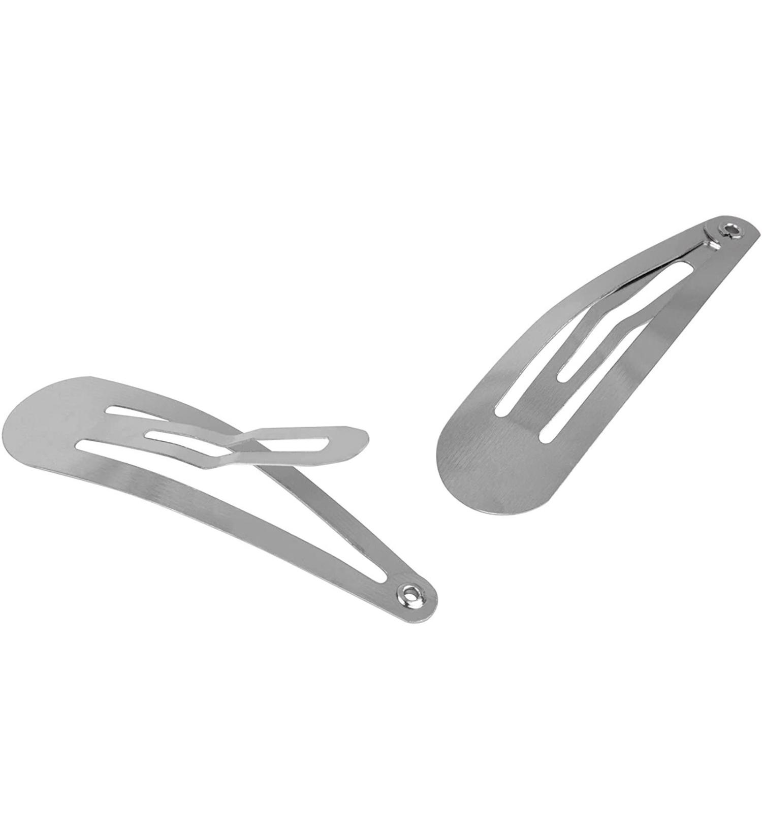100-Pack Silver Snap Clips for Hair Styling - No Slip Metal Barrettes for Women, Girls, Toddlers - Salon Quality Hair Pins for Art, Crafts, DIY Projects - 1.9 x 0.5 Inches - Buy Online on SooperMarket.com