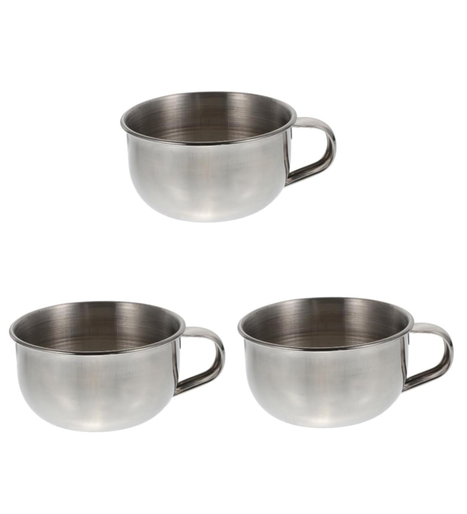 Beavorty 3 Pcs Stainless Steel Shaving Soap Bowl Set - Premium Man's Shaving Cream Cup for Smooth Shaves | International Shipping Available - Buy Online on SooperMarket.com
