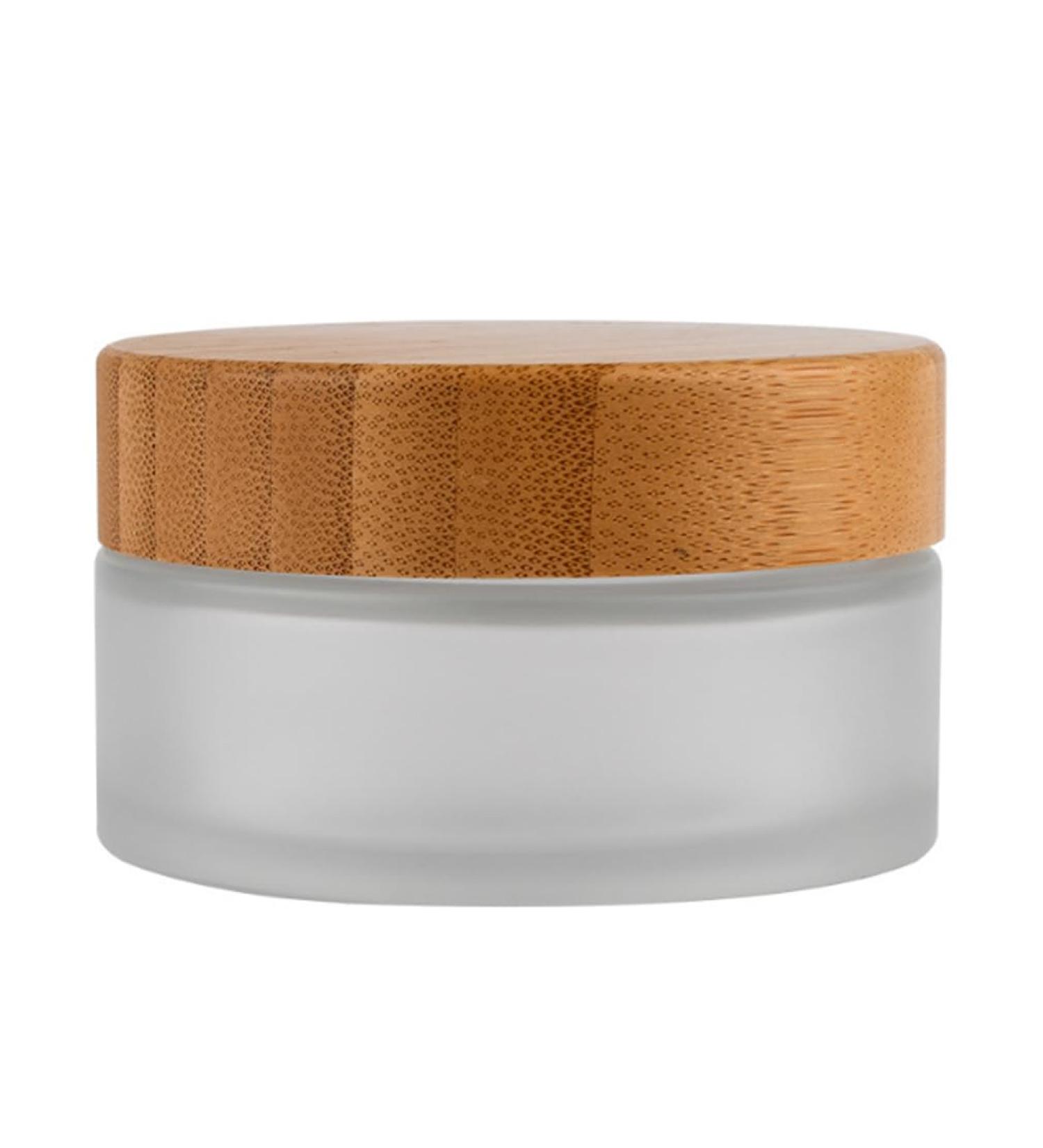 1PC 100ml/3.5oz Empty Frosted Glass Cream Jar with Wood Grain Lid Refillable Travel Makeup Cosmetic Face Lotion Cream Emulsion Container Bottle Storage Pot with Inner Linner - Buy Online on SooperMarket.com