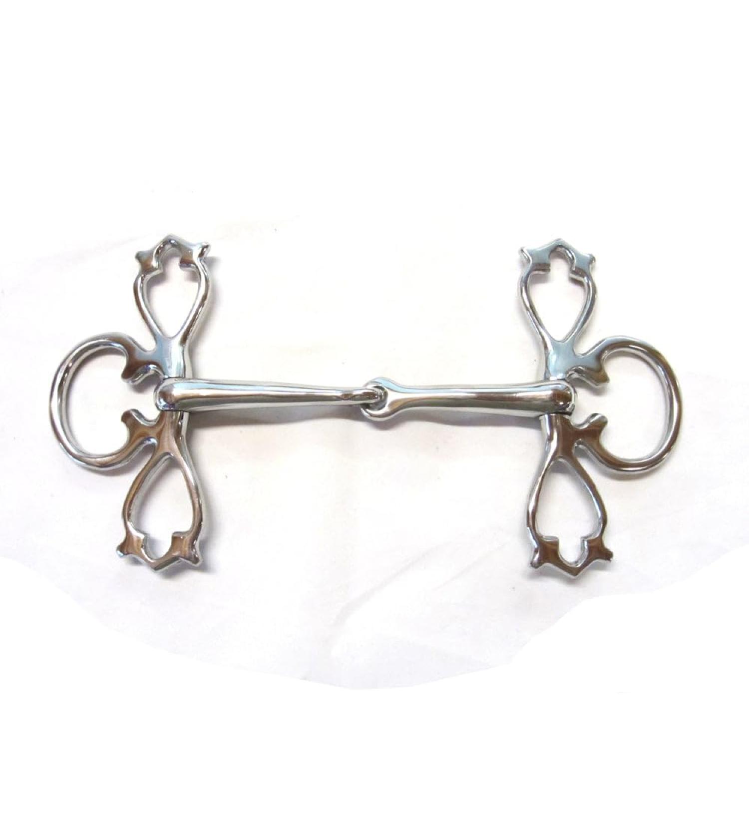 PS Horse Articles Full Cheek Snaffle - Gag Snaffle Baroque Academic - decorated in 2 colors Size 10.5 cm Silver colored