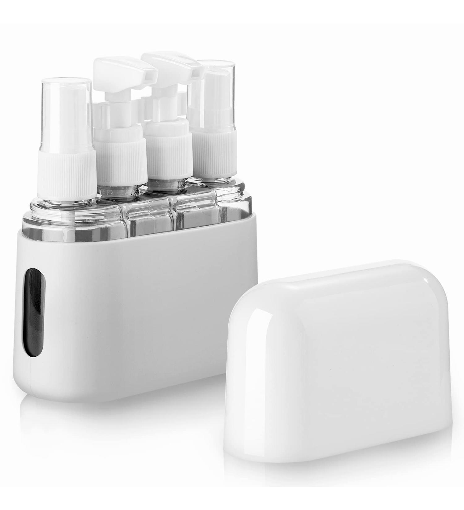 Madenia Travel Bottles Set - 50ml Clear Air Travel Containers for Cosmetics - 4 Piece Set with Labels & Storage Box | International Shipping Available - Buy Online on SooperMarket.com