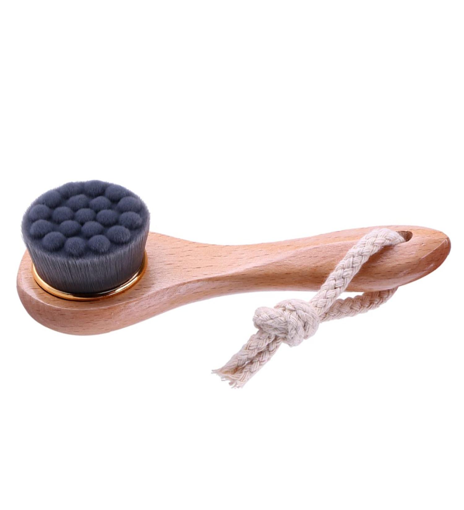 1PC Facial Cleansing Brush Manual Face Brush Bamboo Charcoal Bristles Wooden Handle for Washing Face Pore Exfoliation Wash Makeup Massaging Brush - Buy Online on SooperMarket.com