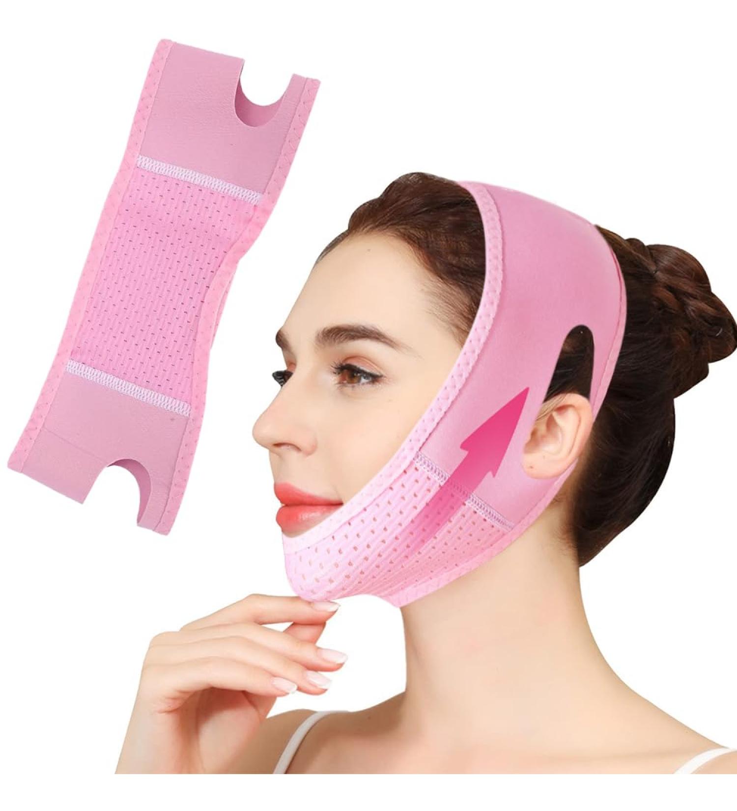 Airfish V Line Lifting Mask Double Chin Reducer with Chin Strap for Women Double Chin Eliminator Face Lift Chin Mask Lift Prevent Sagging V Shaped Slimmer (Pink) - Buy Online on SooperMarket.com
