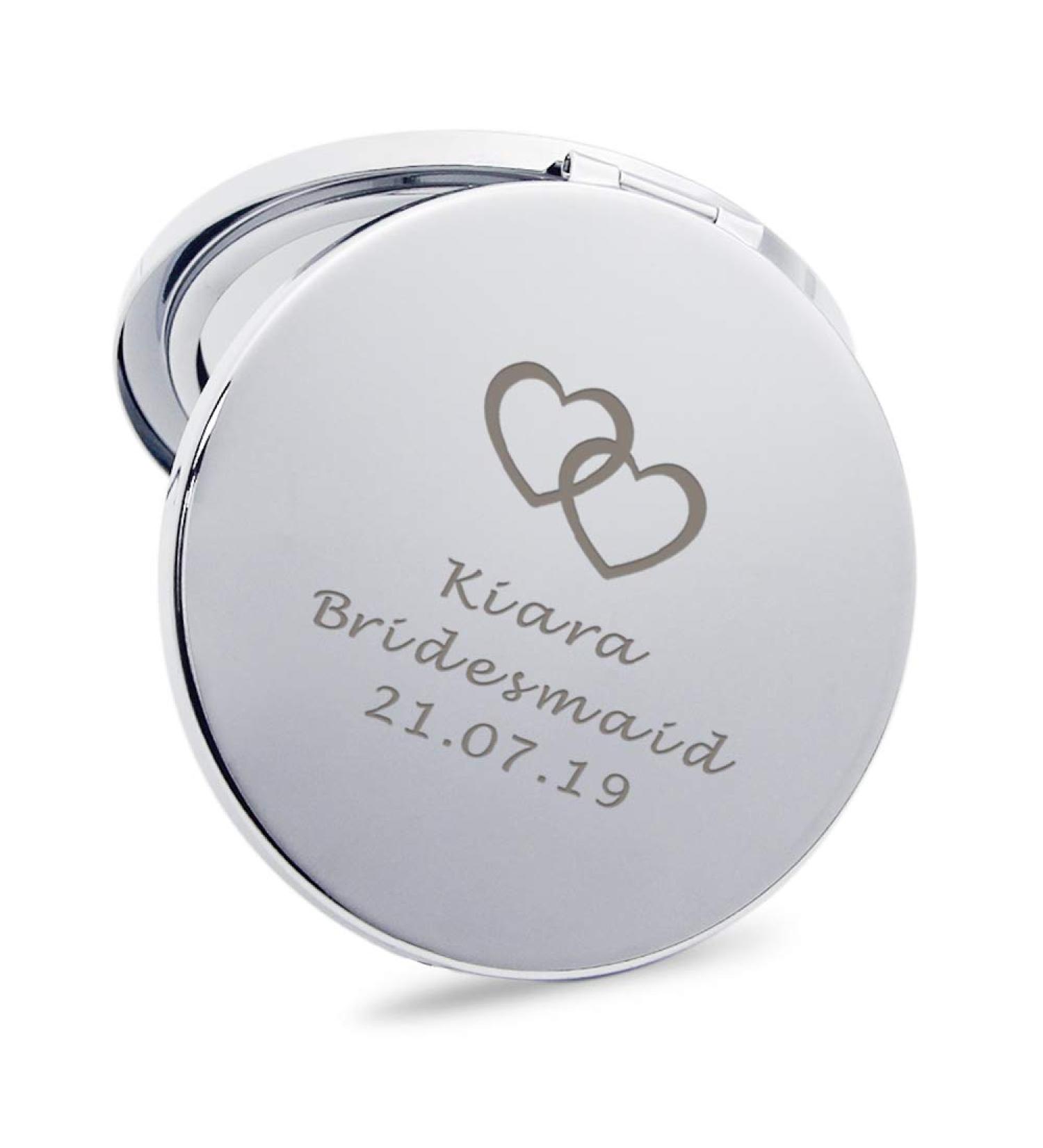 Howson London Personalized Compact Mirror for Girl | Birthday, Valentine's Day, Wedding Anniversary, Mother's Day | Customized Gift for Her, Mum, Bridesmaid, Friend - Hearts - Buy Online on SooperMarket.com