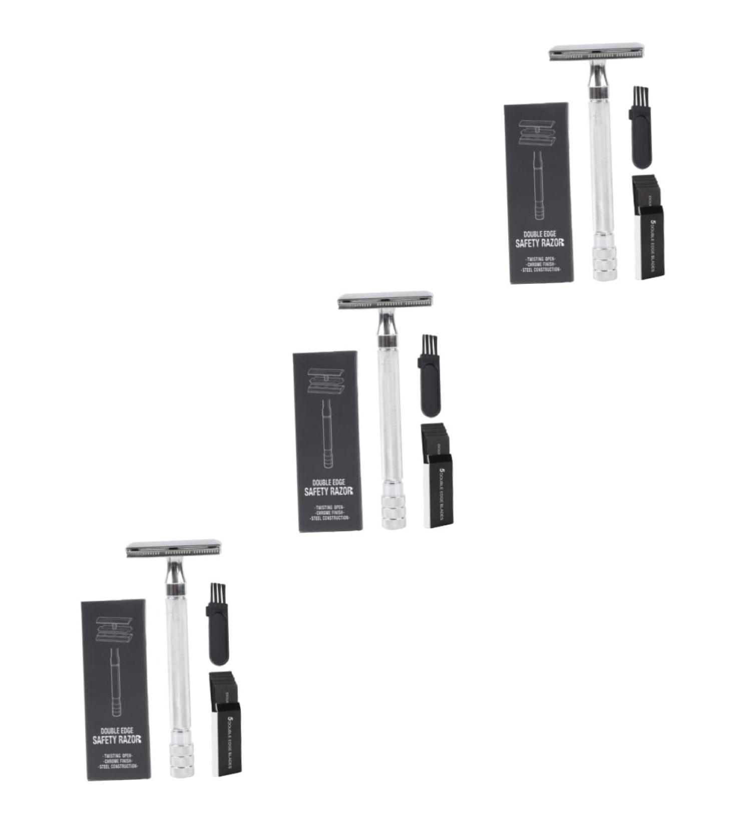 Angoily 3 Sets Manual Razor & Travel Bottles | Silicone Mustache & Double-Sided Face Razor - Durable & Portable - Buy Online on SooperMarket.com