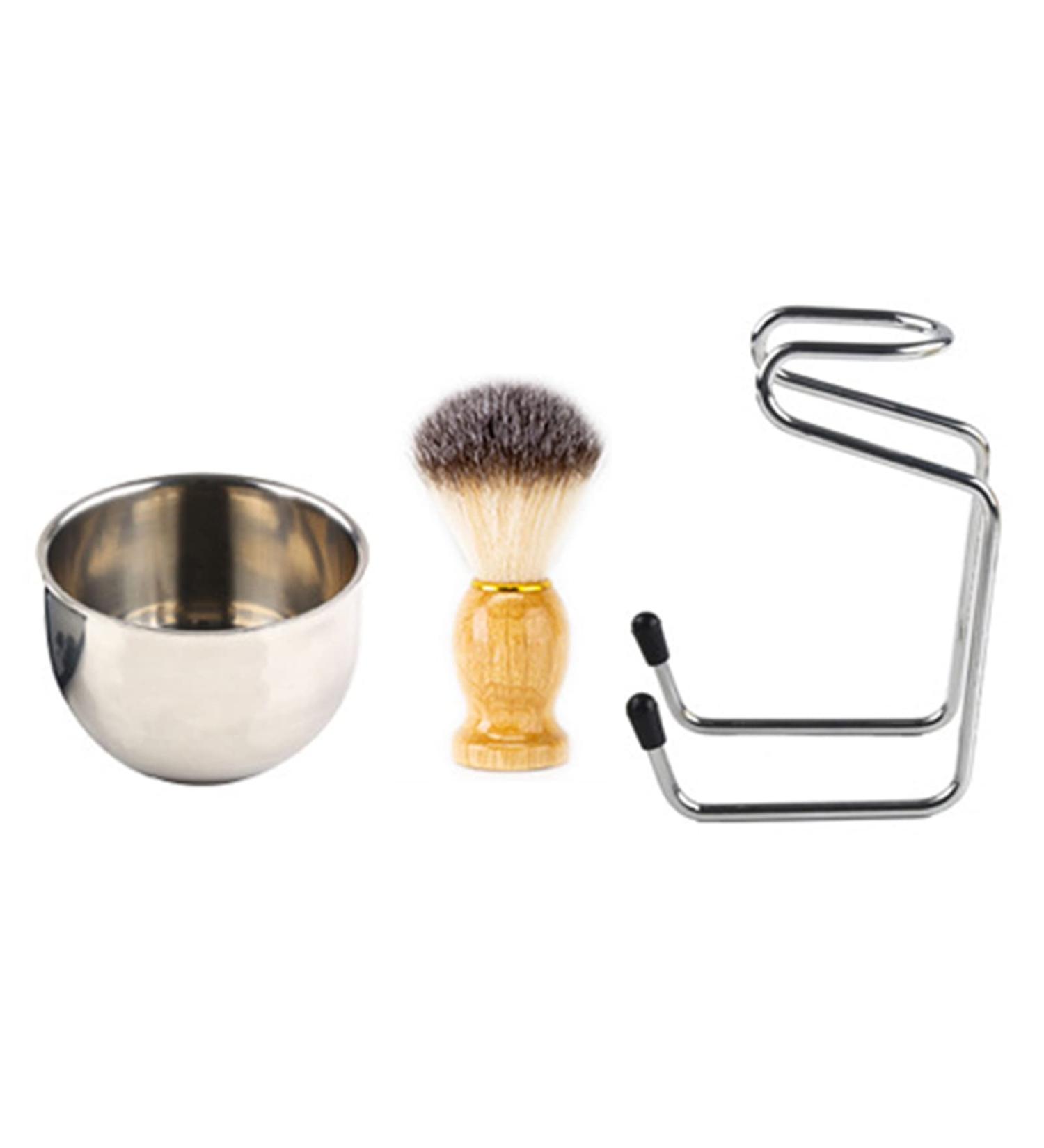 Premium Razor Brush Set - Multifunctional Foaming Mug & Shaving Soap | Ridge-Free Bathroom Accessories in Silver - Perfect for Grooming - Buy Online on SooperMarket.com