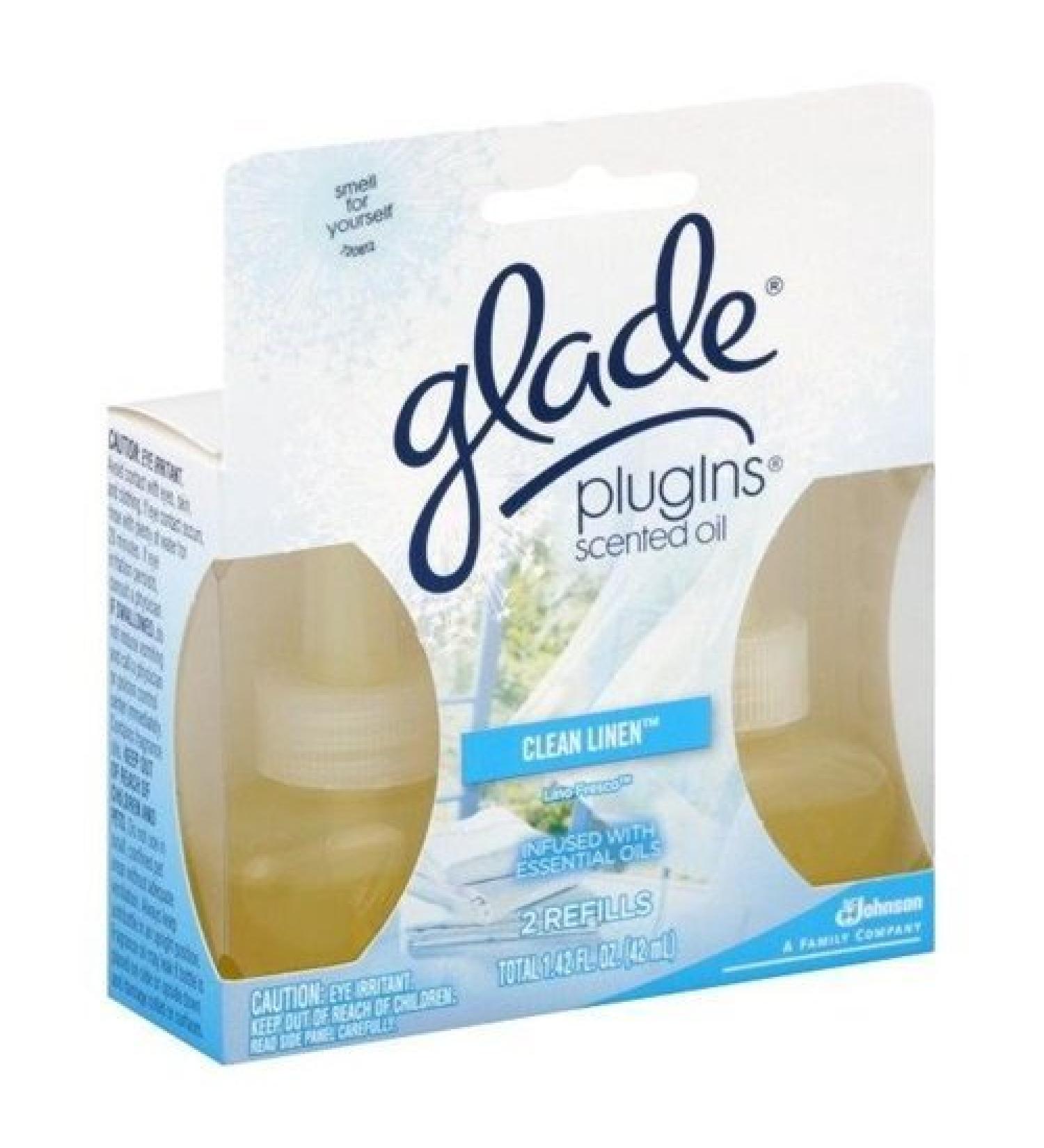 Glade Plug in Scented Oil Clean Linen Refill Twin Pack 1.42-Ounce Boxes (Pack of 6)