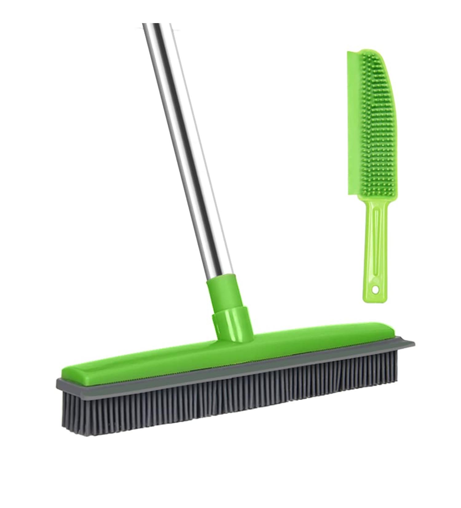 Long Handle Rubber Broom Set for Pet Hair Removal and Cleaning Indoor & Outdoor Spaces - Buy Online on SooperMarket.com