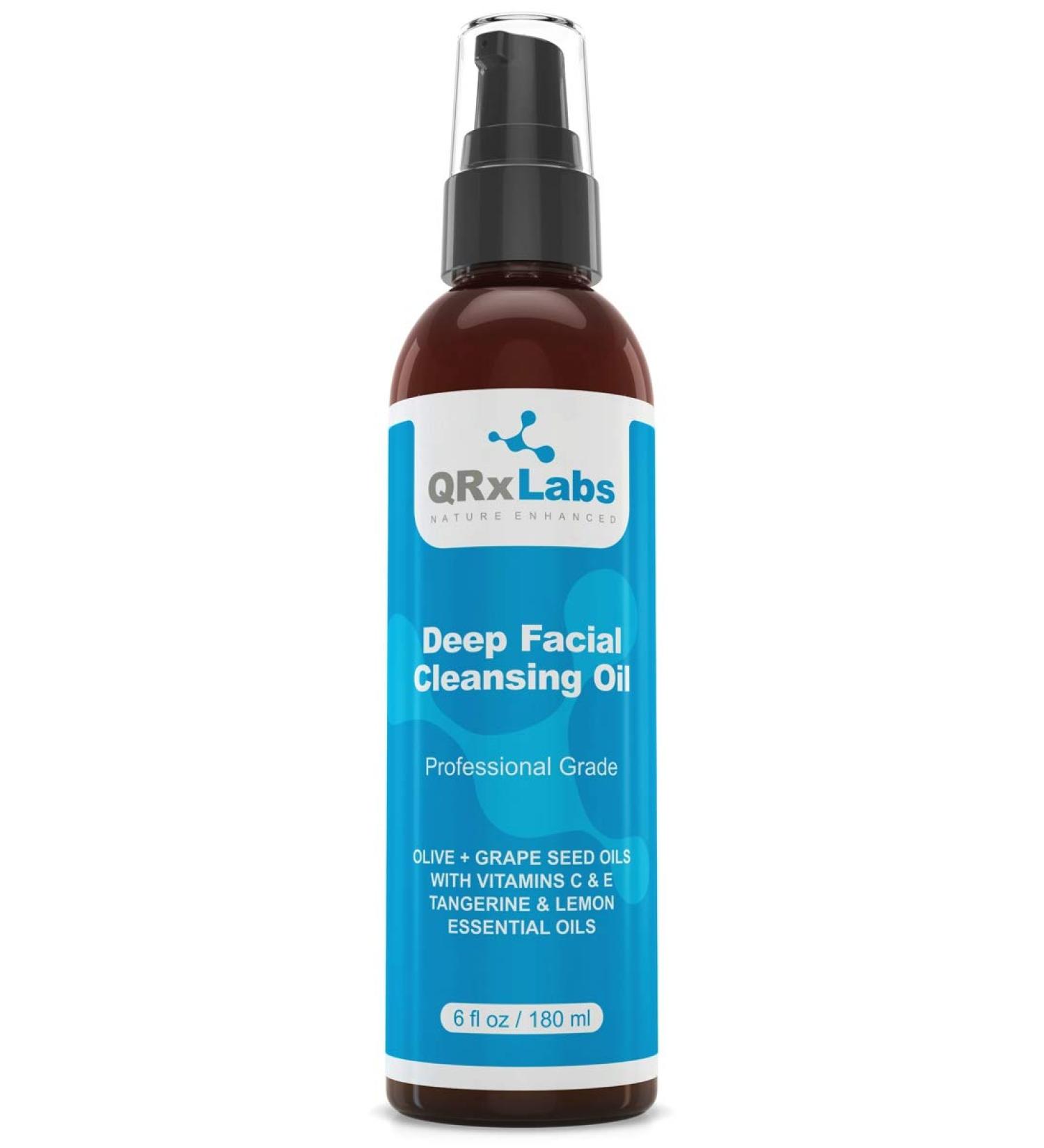 Deep Cleansing Facial Oil with Olive & Grape Seed Oils, Tangerine & Lemon Essential Oils | Vitamin C & E Infused | Best Cleanser for Dry Skin | Makeup Remover & Face Wash - 6 fl oz - Buy Online on SooperMarket.com
