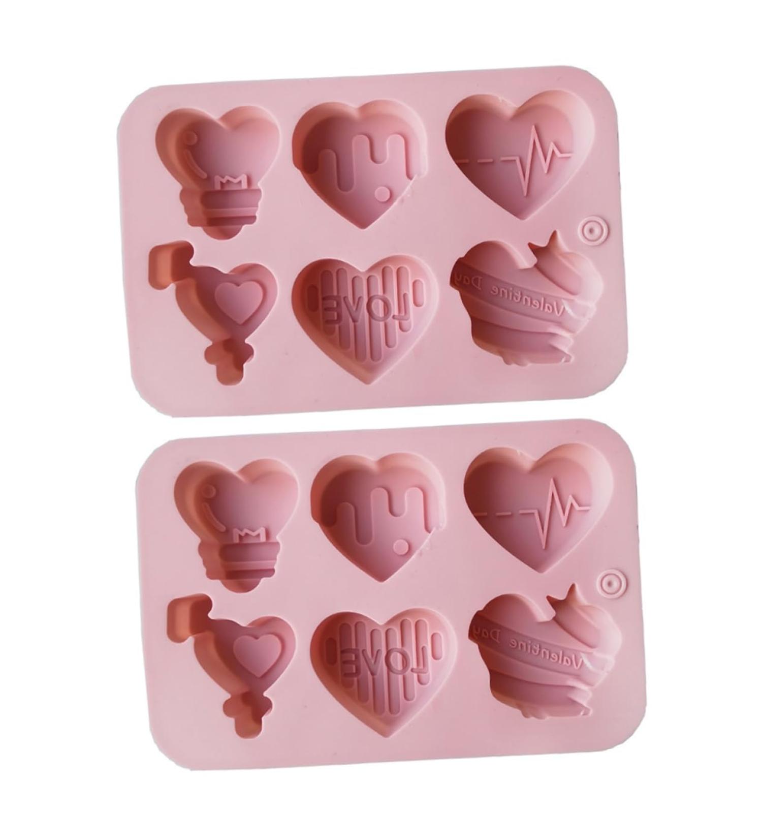 Alipis 2pcs Heart Chocolate Mold DIY Candle Mould Heart Shaped Dessert Mold Tray Mousse Pink - Buy Online on SooperMarket.com