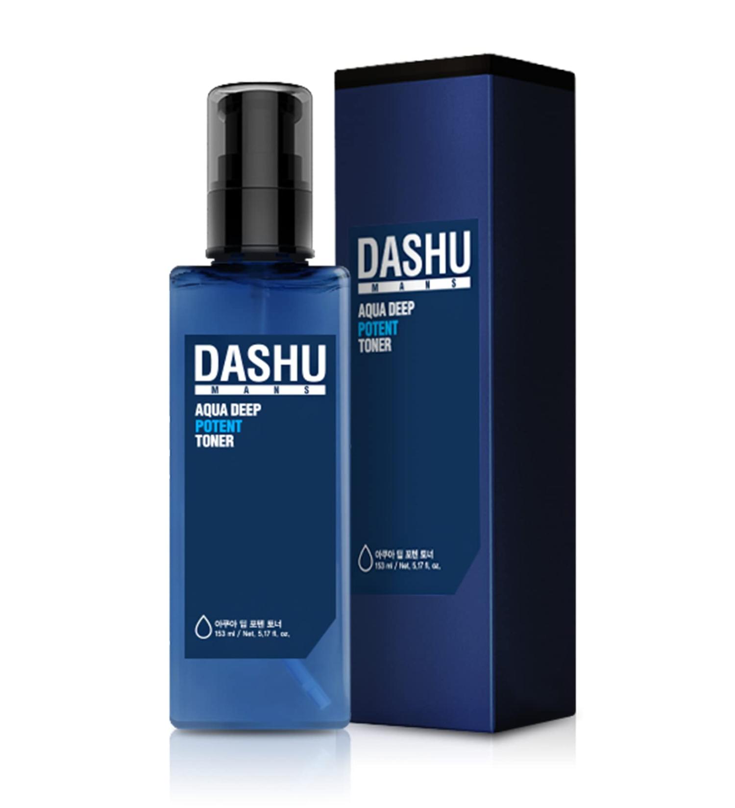 DASHU Mens Aqua Deep Potent Toner 5.17fl oz Facial Toner Tightens pores All Skin Types Recondition and purify Skin Anti-Aging Dead Skin Care Moisturizing