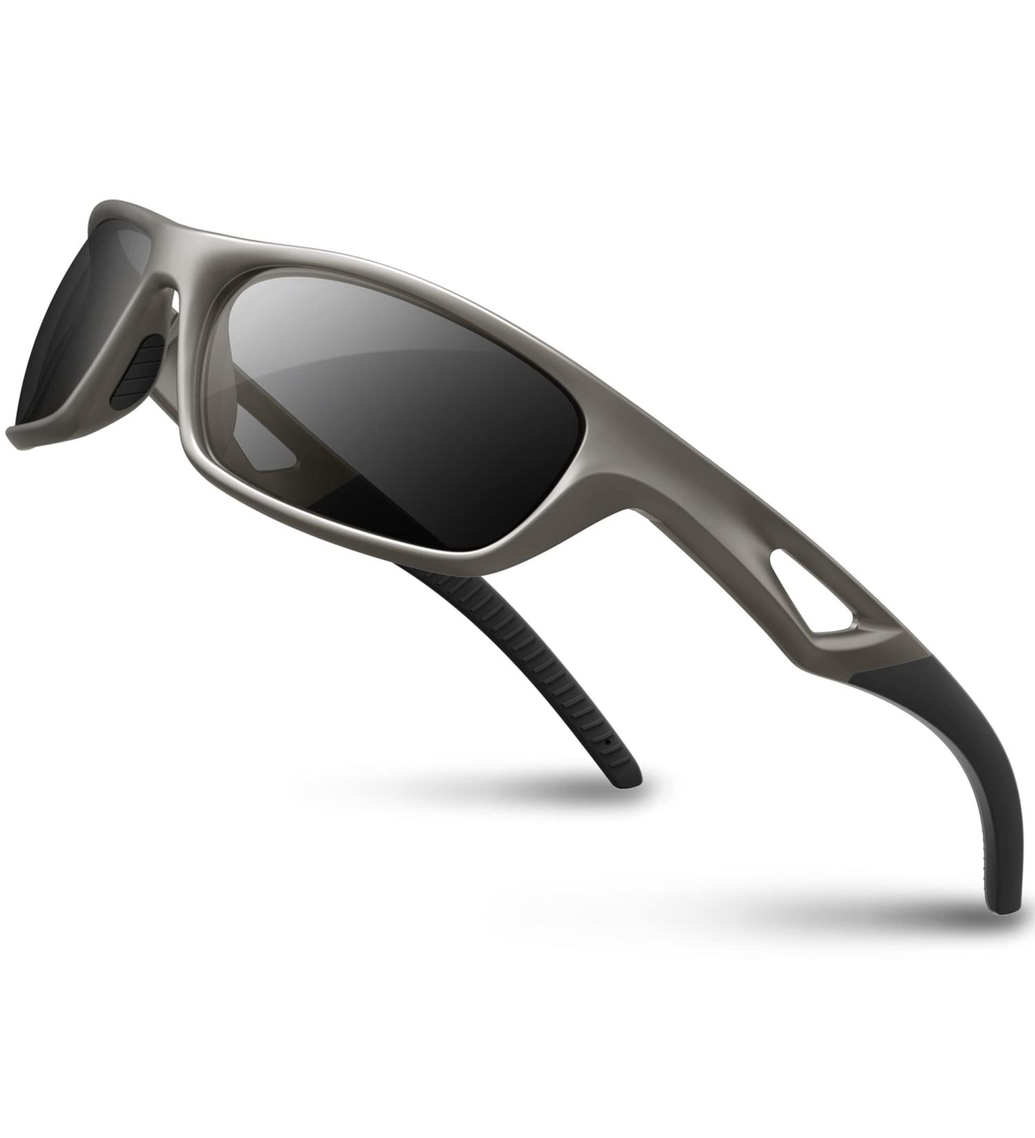 Rivbos Polarized Cycling Sunglasses for Men & Women - Lightweight TR90 Frame UV400 Protection for Hiking Running Golf & Fishing - RB831 Silver & Black - Buy Online on SooperMarket.com