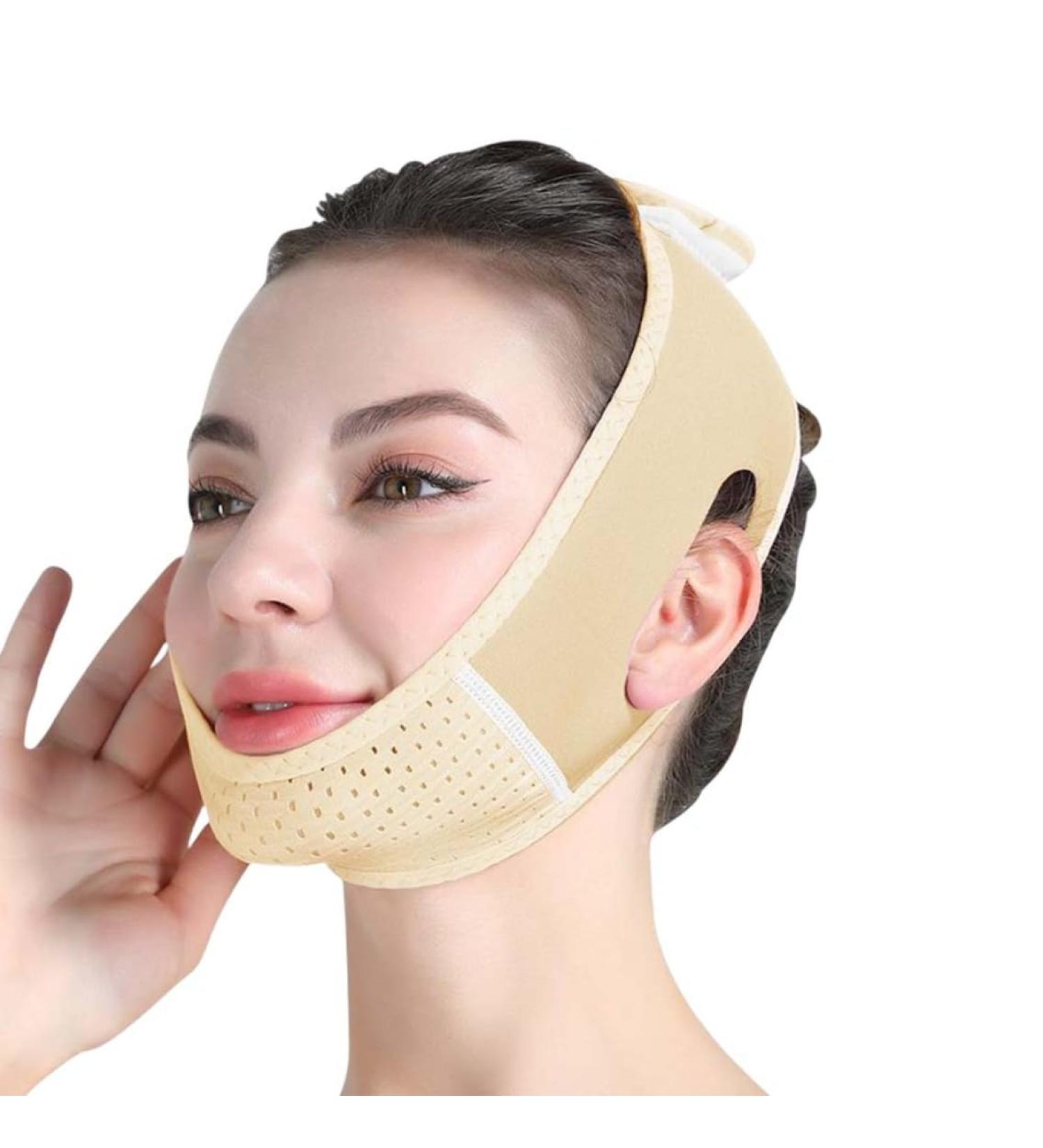 Double Chin Reducer V Line Facial Bandage Adjustable V Shaped Face Mask Soft Chin Strap for Women Chin Tightening and Lifting(Skin Color) - Buy Online on SooperMarket.com