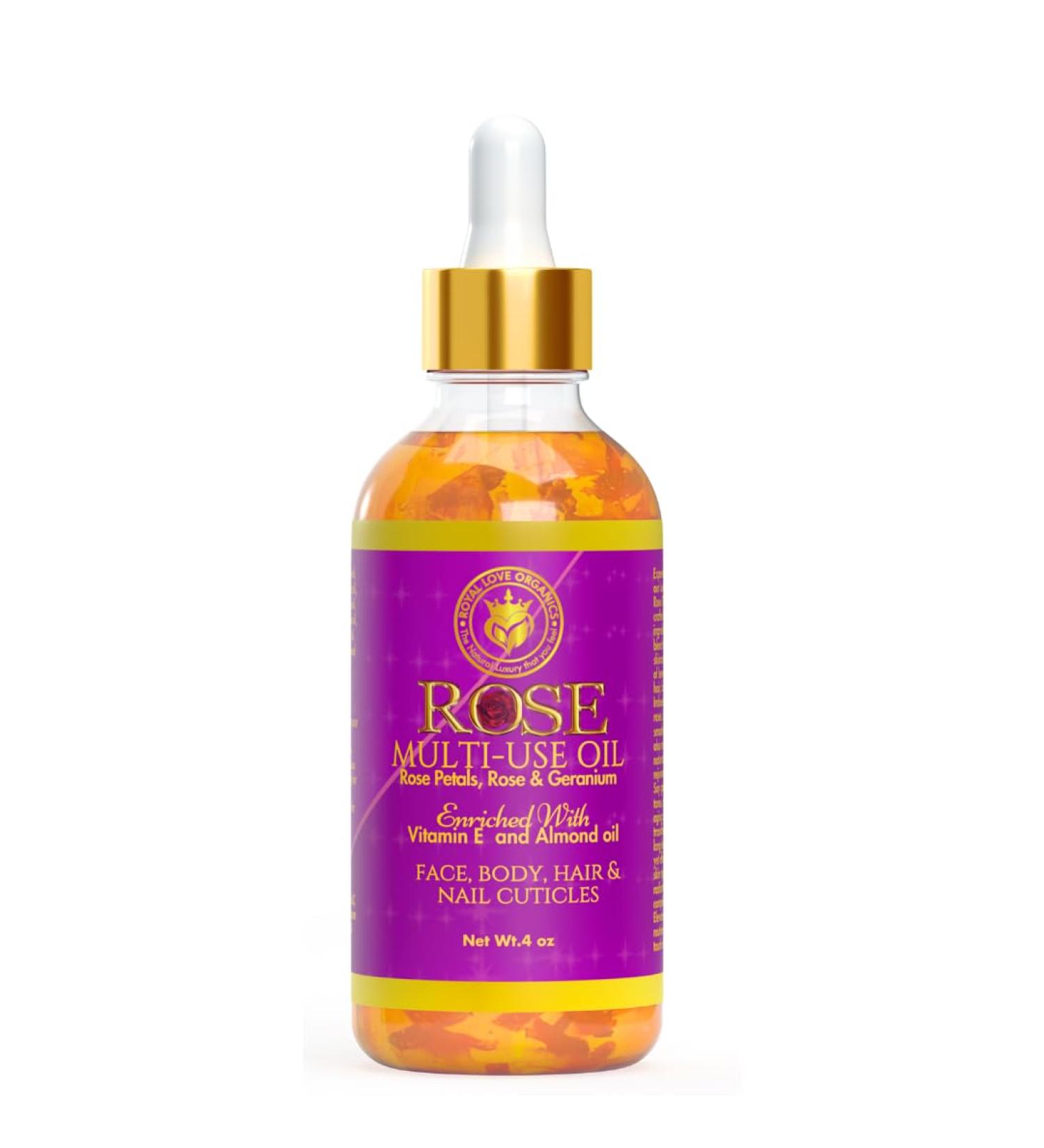 Rose Multi-Use Oil Organic Face Body Hair & Nail Cuticle Oil with Vitamin E | 4 oz - Buy Online on SooperMarket.com