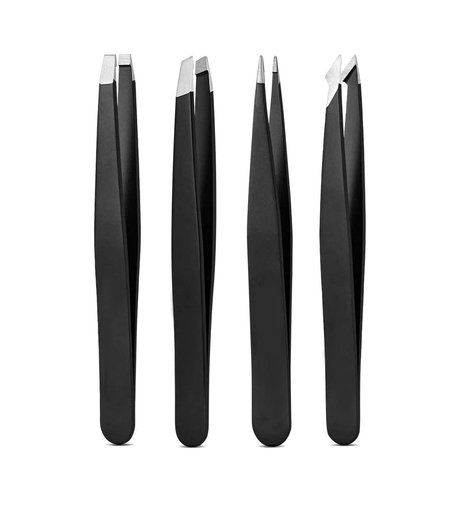 Derlaier Tweezers Set - High Precision Stainless Steel Eyebrow Tweezers for Facial Hair Removal, Ingrown Hair, and Splinter Removal - Buy Online on SooperMarket.com