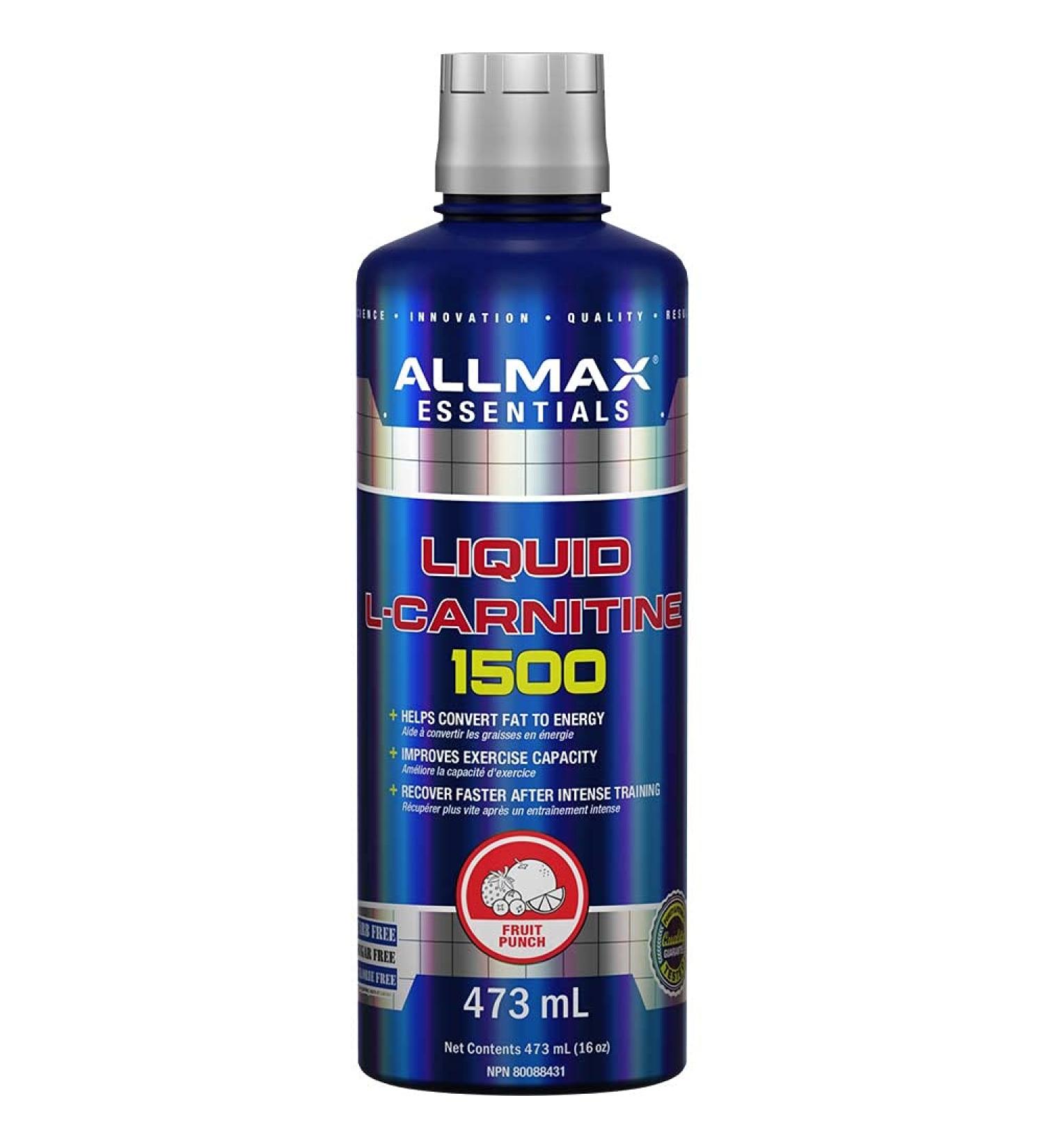 ALLMAX Nutrition - L-Carnitine Liquid + Vitamin B5 - Fruit Punch - 473 ml Carnitine Liquid Fruit Punch 473 ml (Pack of 1) - Buy Online on SooperMarket.com