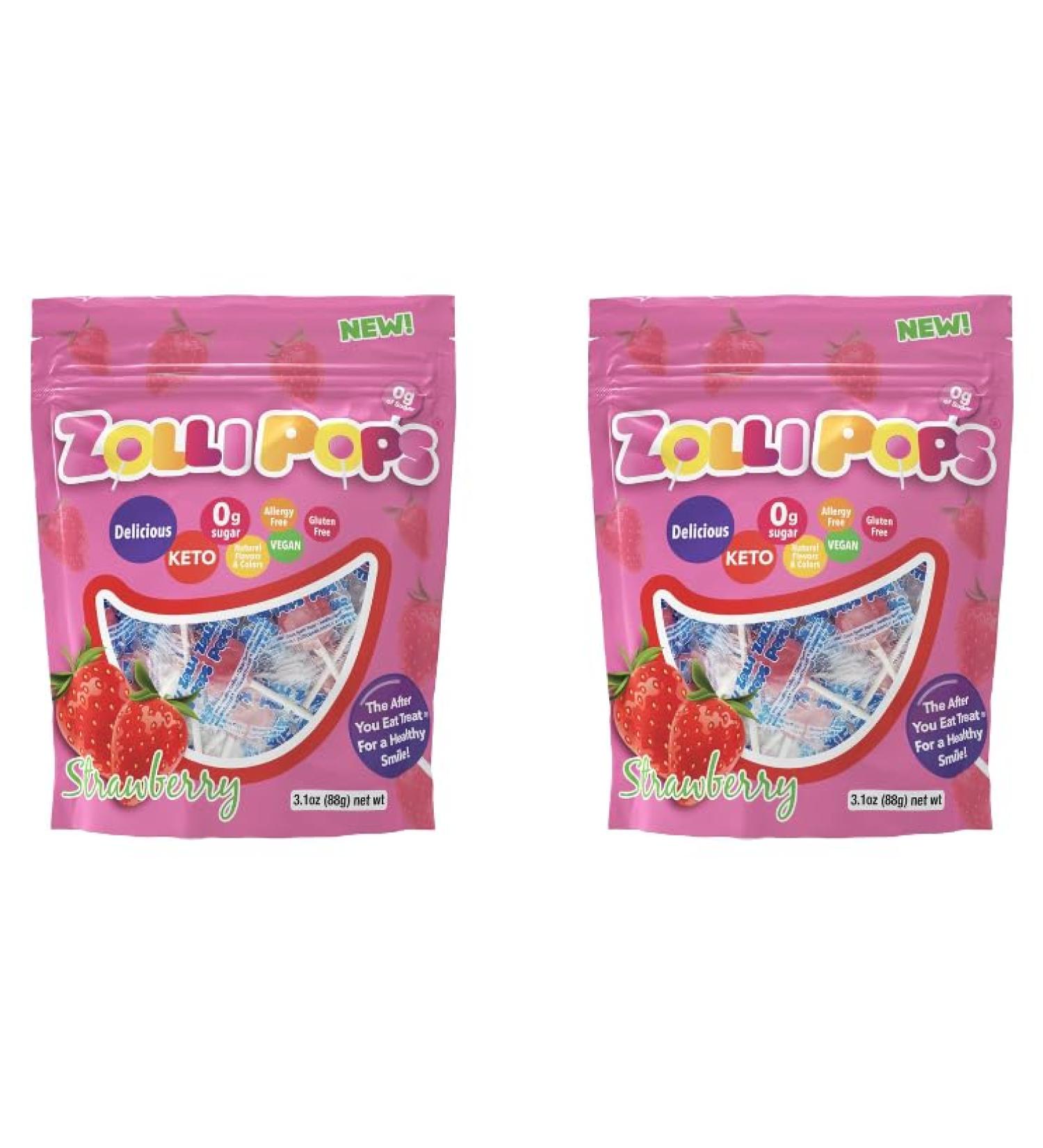 Zollipops Clean Teeth Lollipops AntiCavity Sugar Free Candy with Xylitol for a Healthy Smile Great for Kids Diabetics and Keto DietStrawberry Strawberry 2 x 15 Count 30 in Total Pack of 2 - Buy Online on SooperMarket.com