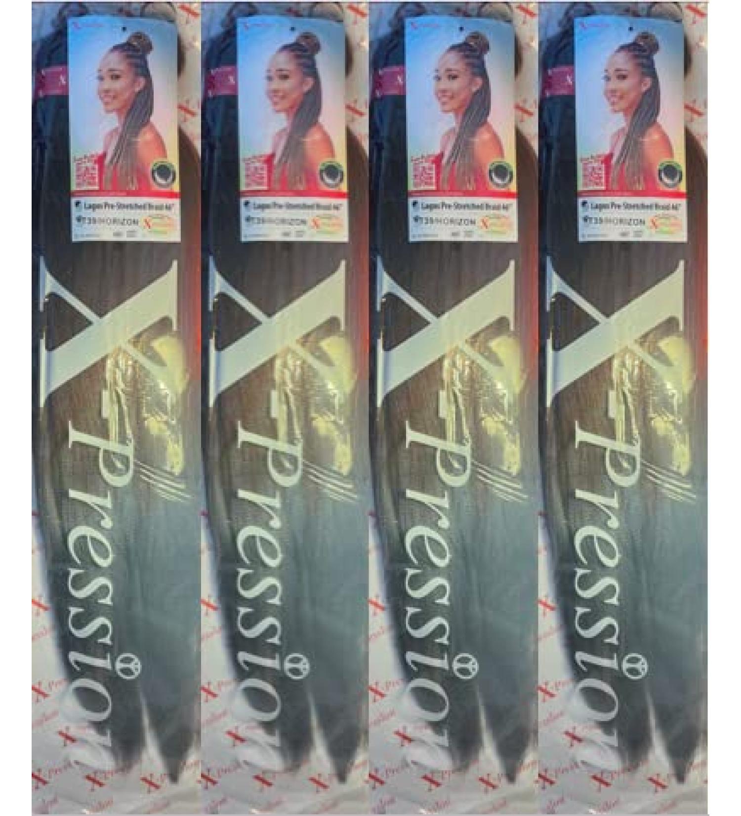 x-pression Colour T39/Horizon 4 PACK XPRESSION LAGOS BRAID Pre-Pulled Hair Extension 46'' Pack (2 IN A PACK) (Colour T2/Horizon) Limited availability Black and Horizon Black and Horizon 46 inch - Buy Online on SooperMarket.com