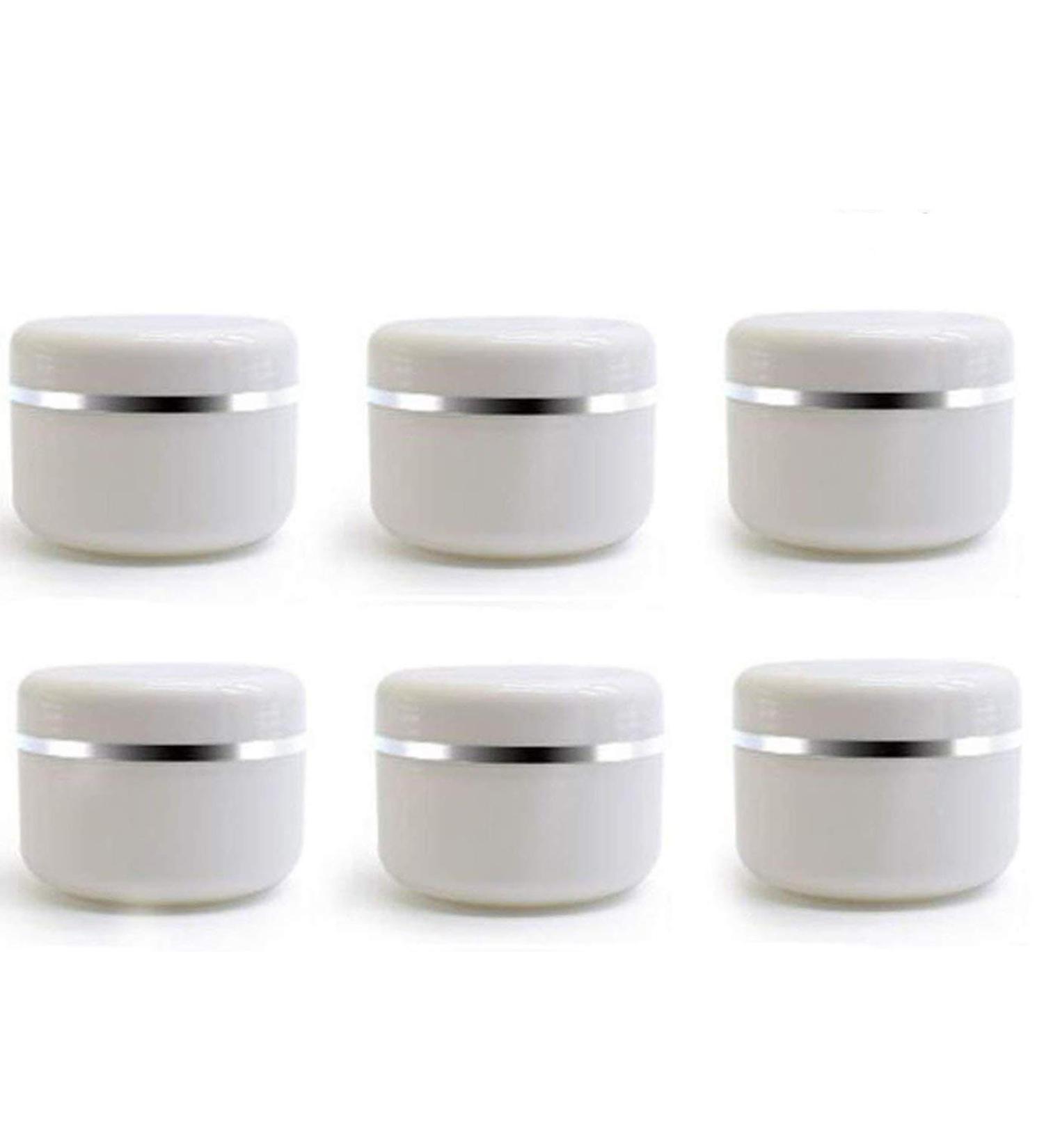 100ml Refillable Cosmetic Bottles with Dome Lid | White Silver Border Face Cream Lip Balm & Lotion Containers - International Shipping - Buy Online on SooperMarket.com