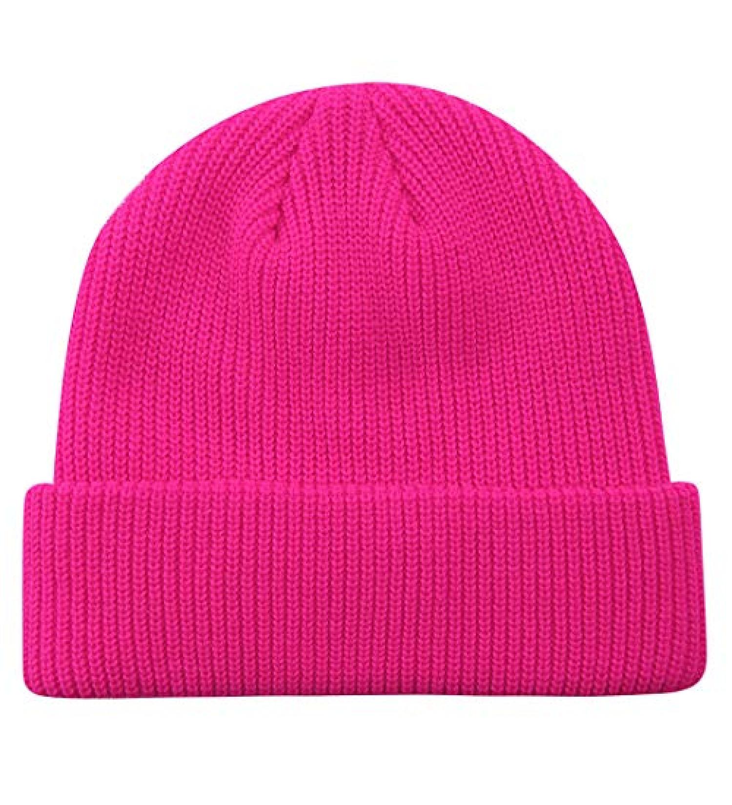 MaxNova Slouchy Beanie Hats Winter Knitted Caps Soft Warm Ski Hat Unisex Neon Hot Pink