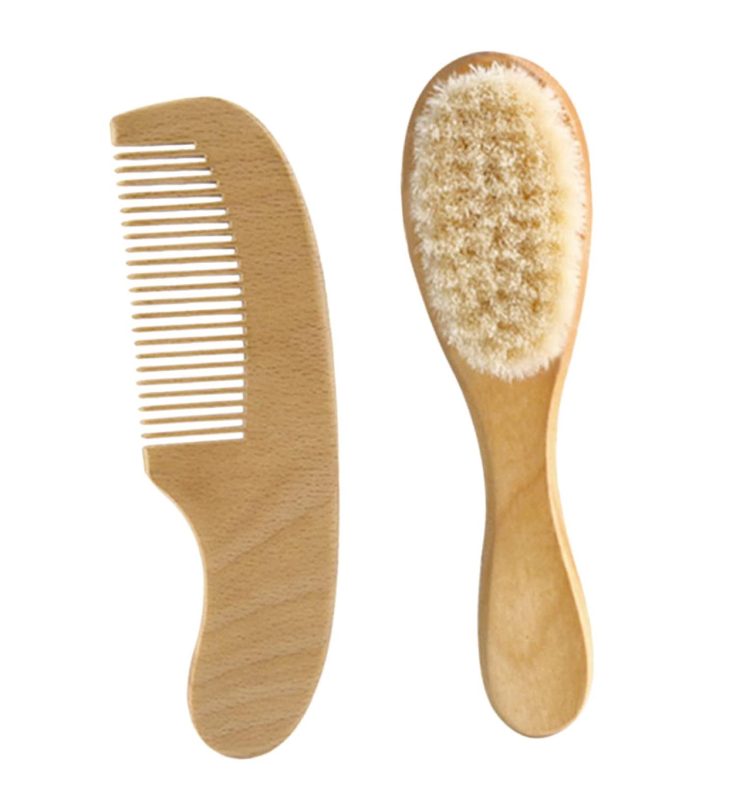 Kisangel Shower Hair Brush Set for Toddlers and Infants - Baby Newborn Cap, Wooden Comb, Massage Brush - Registry Care Kit for Soft Scalp and Hair - Buy Online on SooperMarket.com