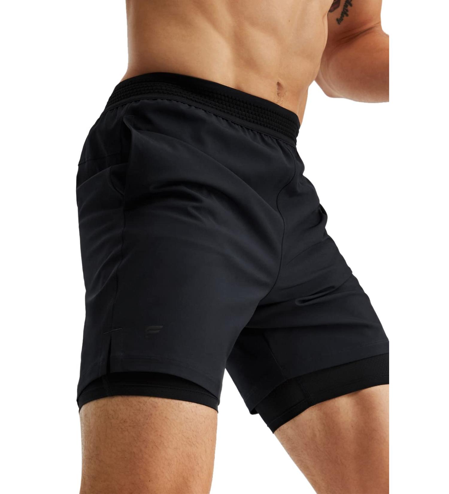 Fabletics Men's The Fundamental Short (Lined) - Black, XL | 7 Inseam, Lightweight Athletic Shorts for Workout, Running, Gym, Yoga - Buy Online on SooperMarket.com
