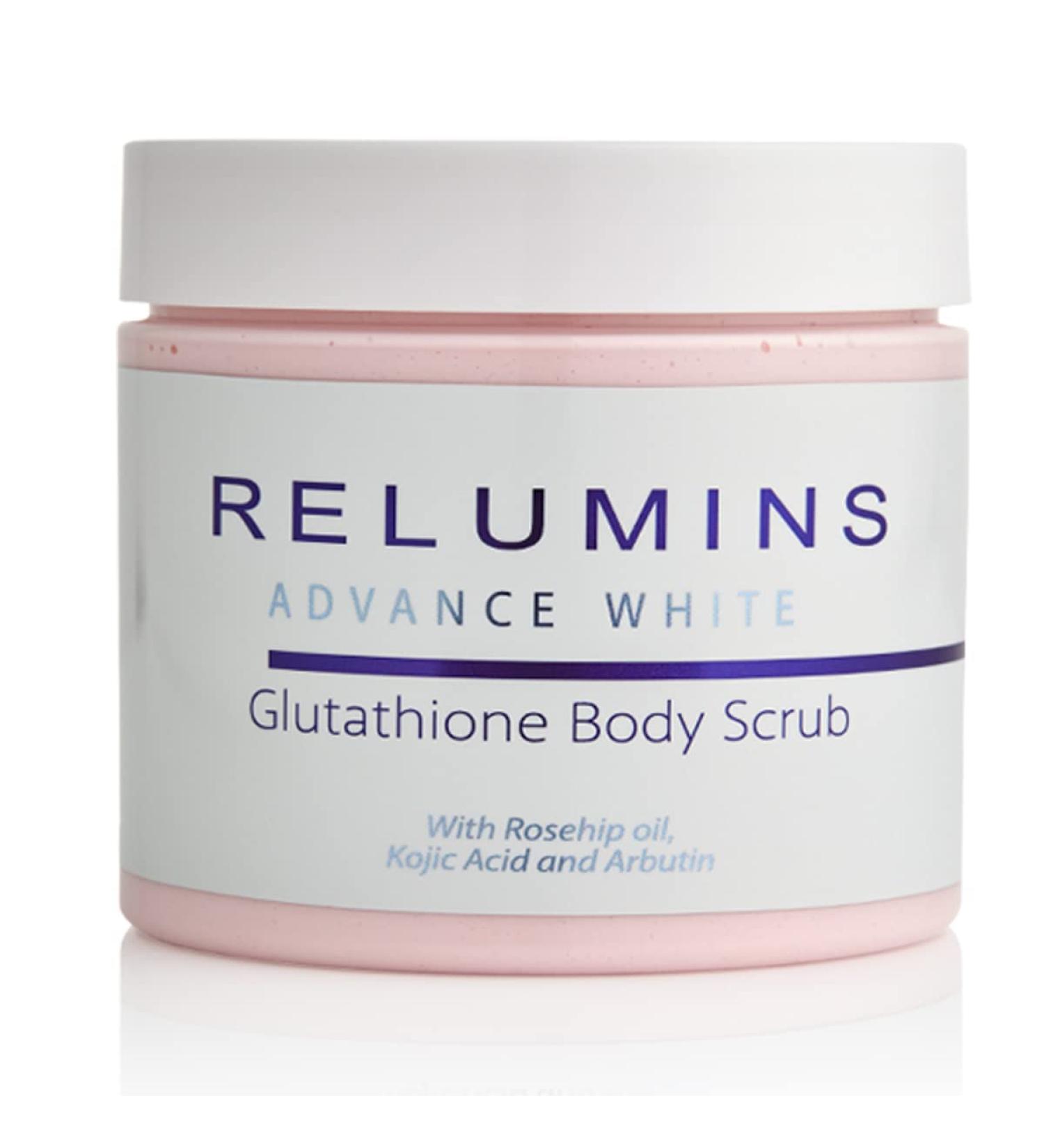 Relumins Premium Brightening Scrub - Intense Exfoliant with Glutathione Arbutin Rosehip & Kojic Acid for Radiant Skin - 400ml International Shipping - Buy Online on SooperMarket.com