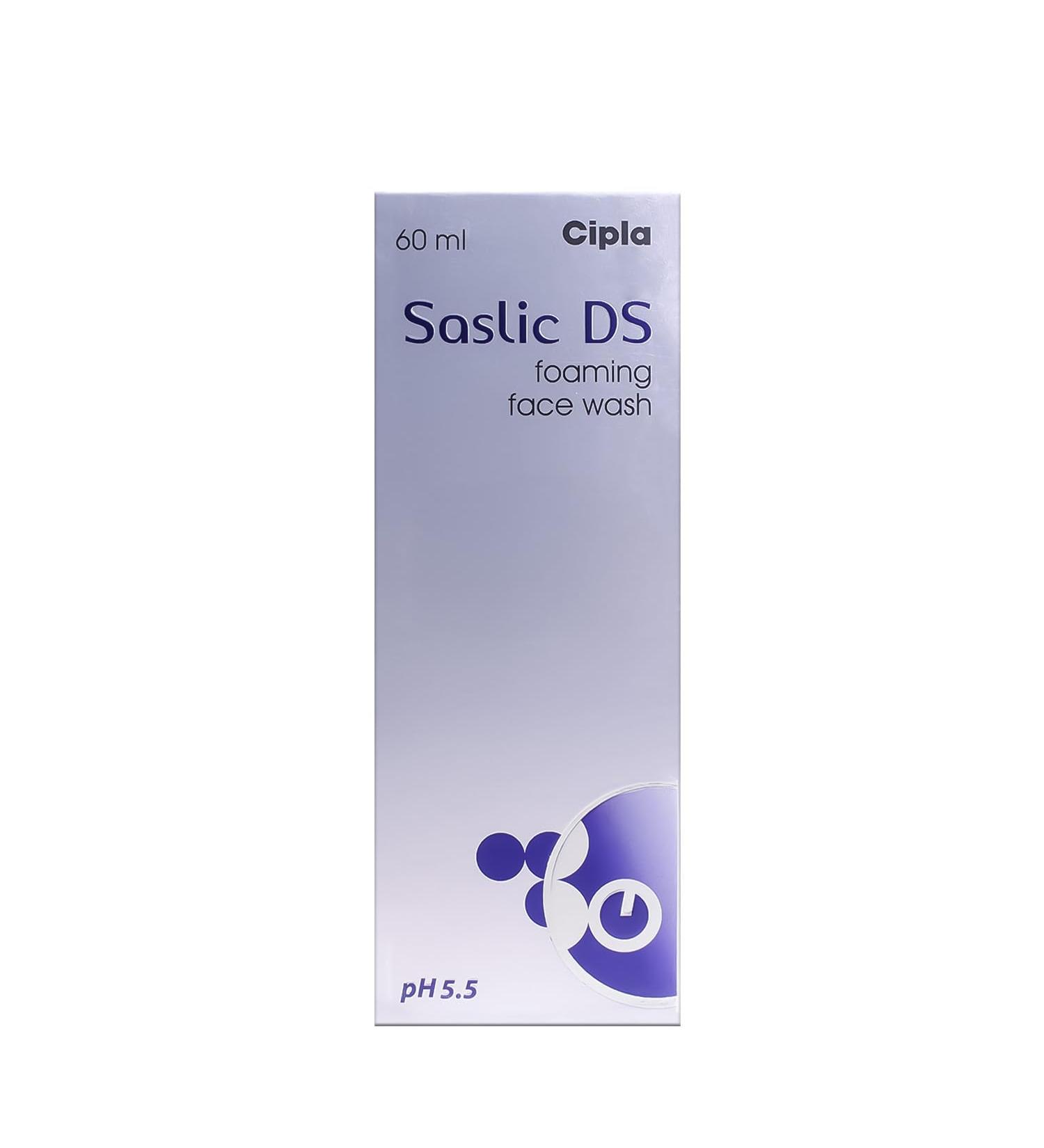 Saslic DS Foaming Face Wash - Best Cleanser for Oily Acne & Pimple Prone Skin (pH 5.5) | International Shipping Available - Buy Online on SooperMarket.com