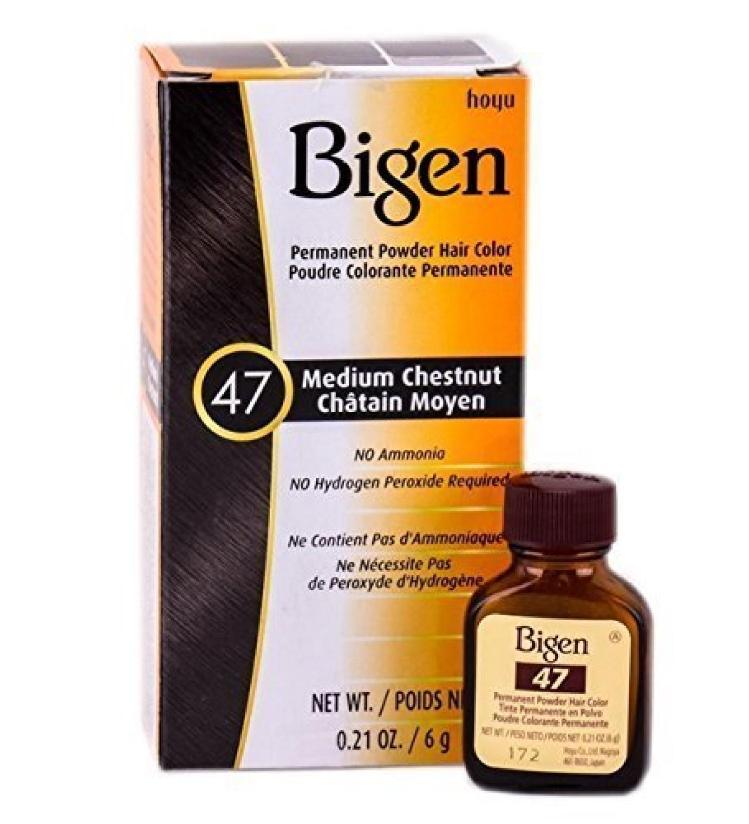 Bigen Permanent Powder Hair Color - 47 Medium Chestnut Gray 0.21 Ounce (Pack of 1)