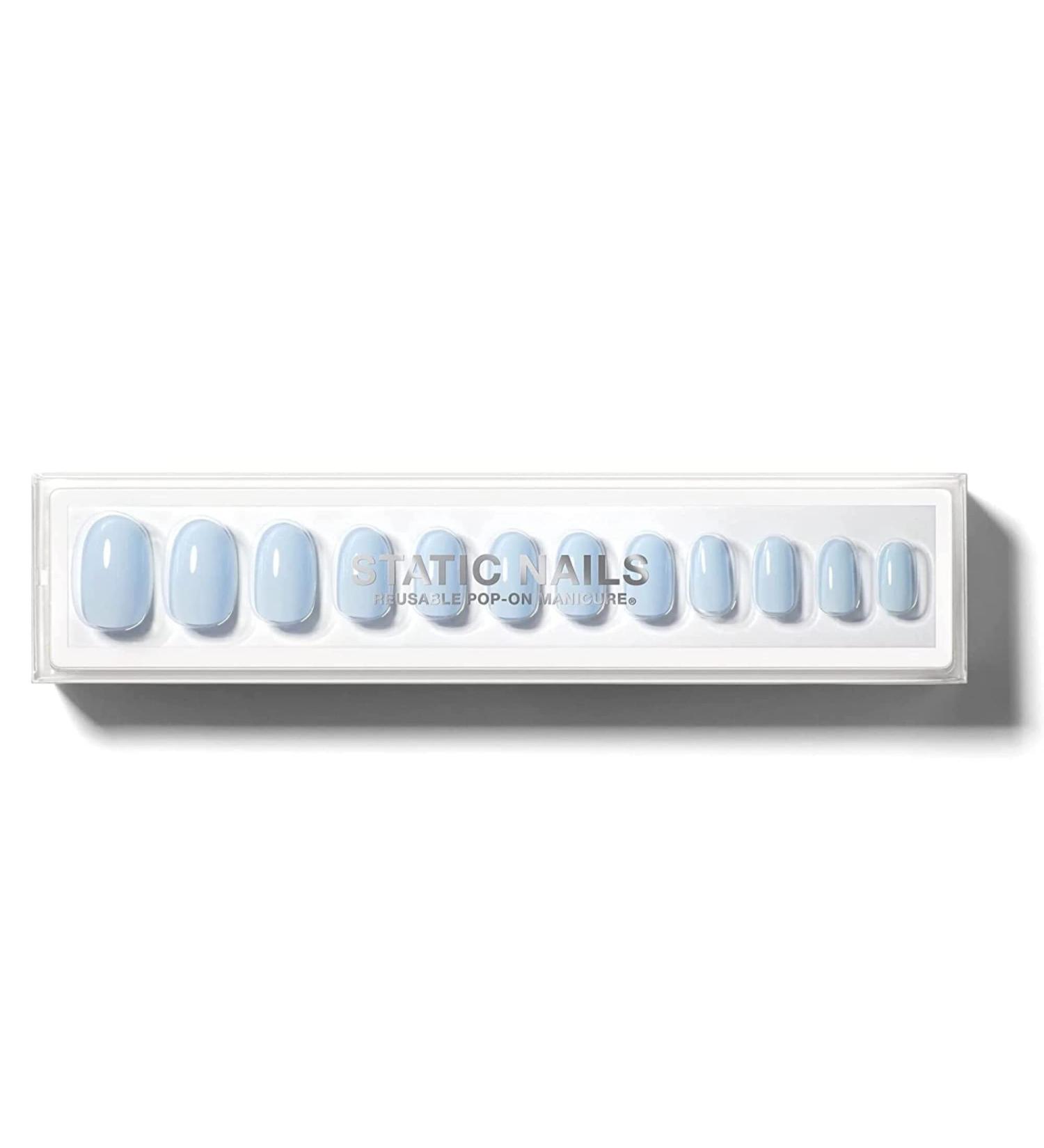 Static Nails Reusable Pop-On Manicure Set - Vanilla Clouds Round | Non-Damaging Glue-On False Nails with Static Nail Glue | Nail Set Fake Acrylic Press On Nails - Buy Online on SooperMarket.com