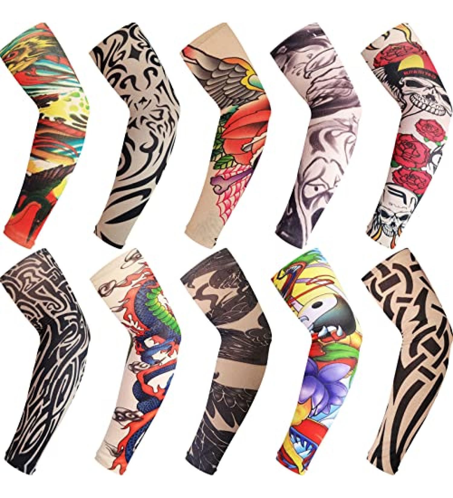 BULEFSEA Temporary Tattoo Sleeves - 10 Piece Kit for Men and Women | Fake Sunscreen Designs - Buy Online on SooperMarket.com