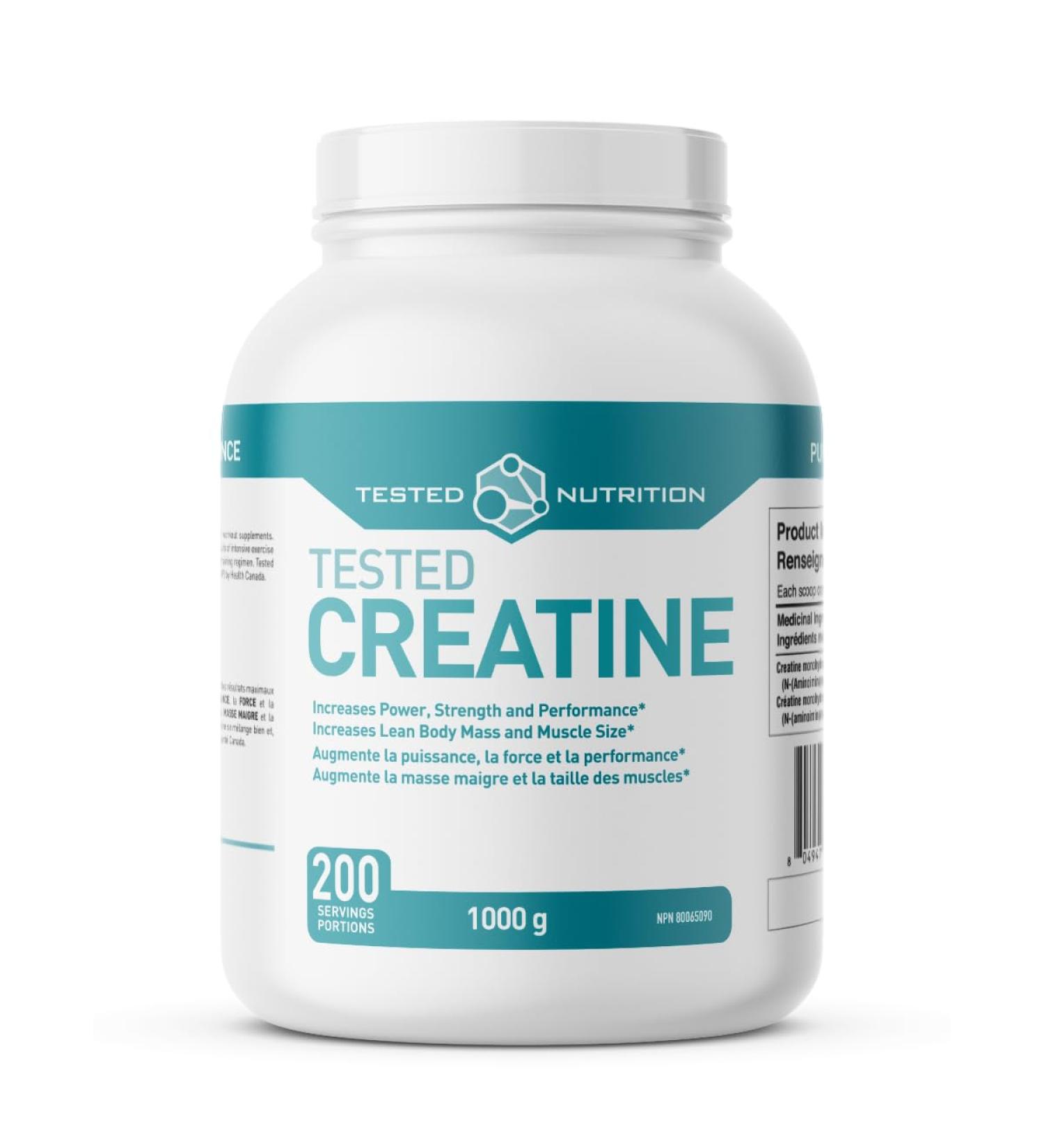 Tested Nutrition Creatine Monohydrate Powder | 5g Creatine Monohydrate | Increased Muscle Mass Improved Strength Performance Power | Unflavoure 200 Servings (1000 g) - Buy Online on SooperMarket.com