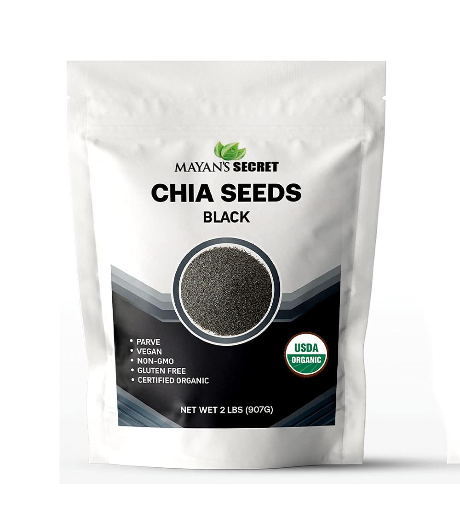 Organic Premium Raw Black Chia Seeds 2lb Bulk | USDA Organic, Non-GMO, Vegan, Gluten-Free | Nutrient-Dense Superfood - Buy Online on SooperMarket.com