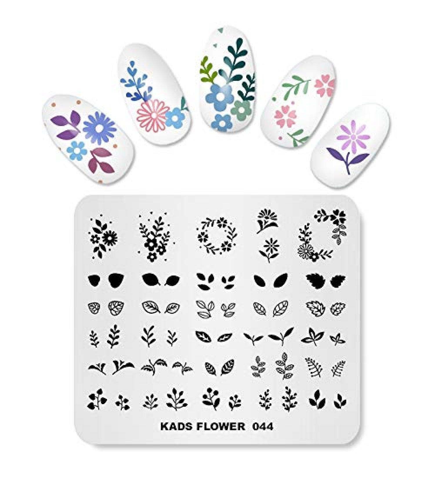 KADS Flower Nature Nail Stamping Plate FL044 - DIY Manicure Stencil Tools - Buy Online on SooperMarket.com