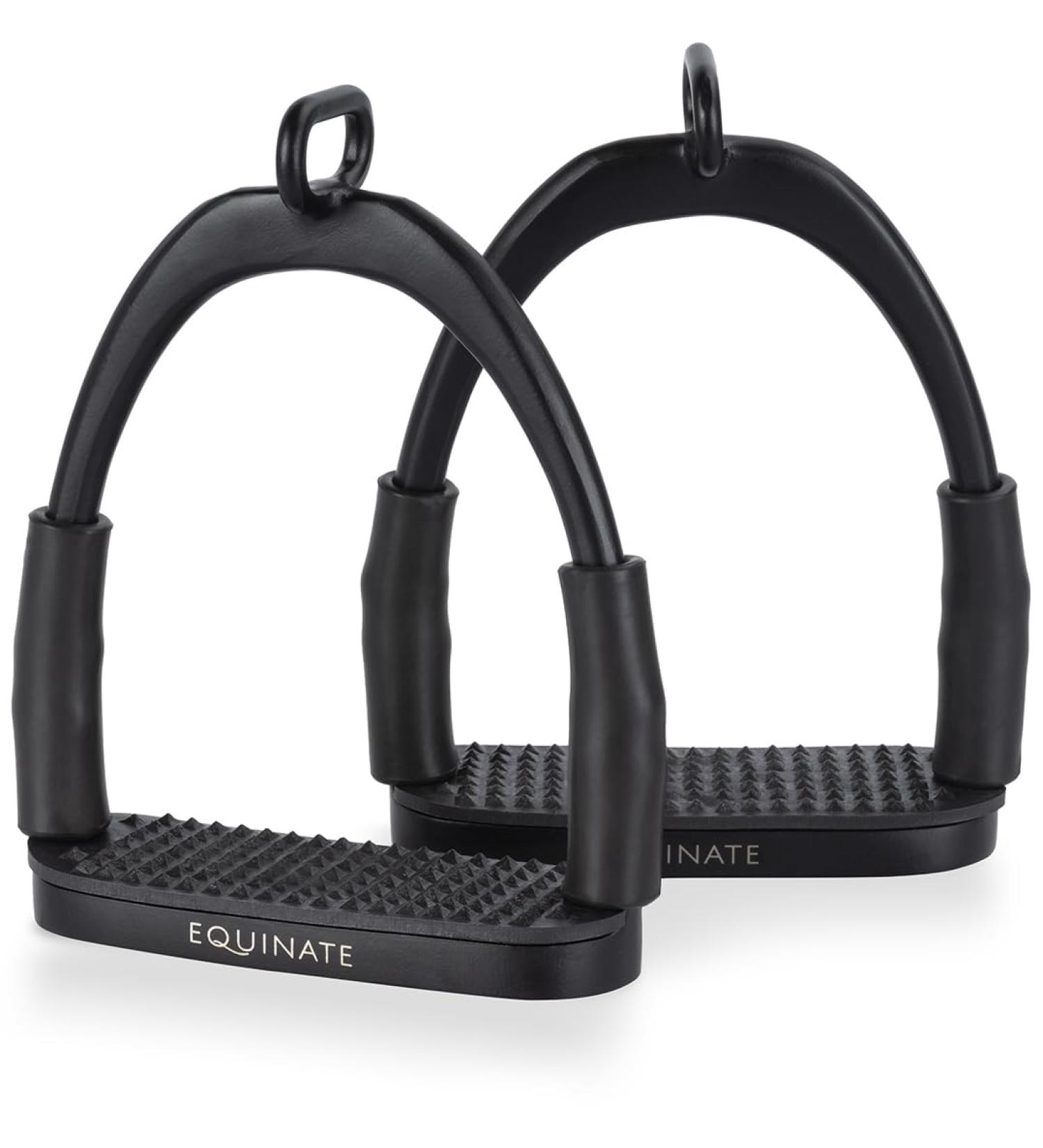 Equinate Safety Bars Manchester 10cm Black Matt - Anti-Slip Rubber Tread - Stirrup for Adults & Children - 2 Pieces for Ankle Relief - Buy Online on SooperMarket.com