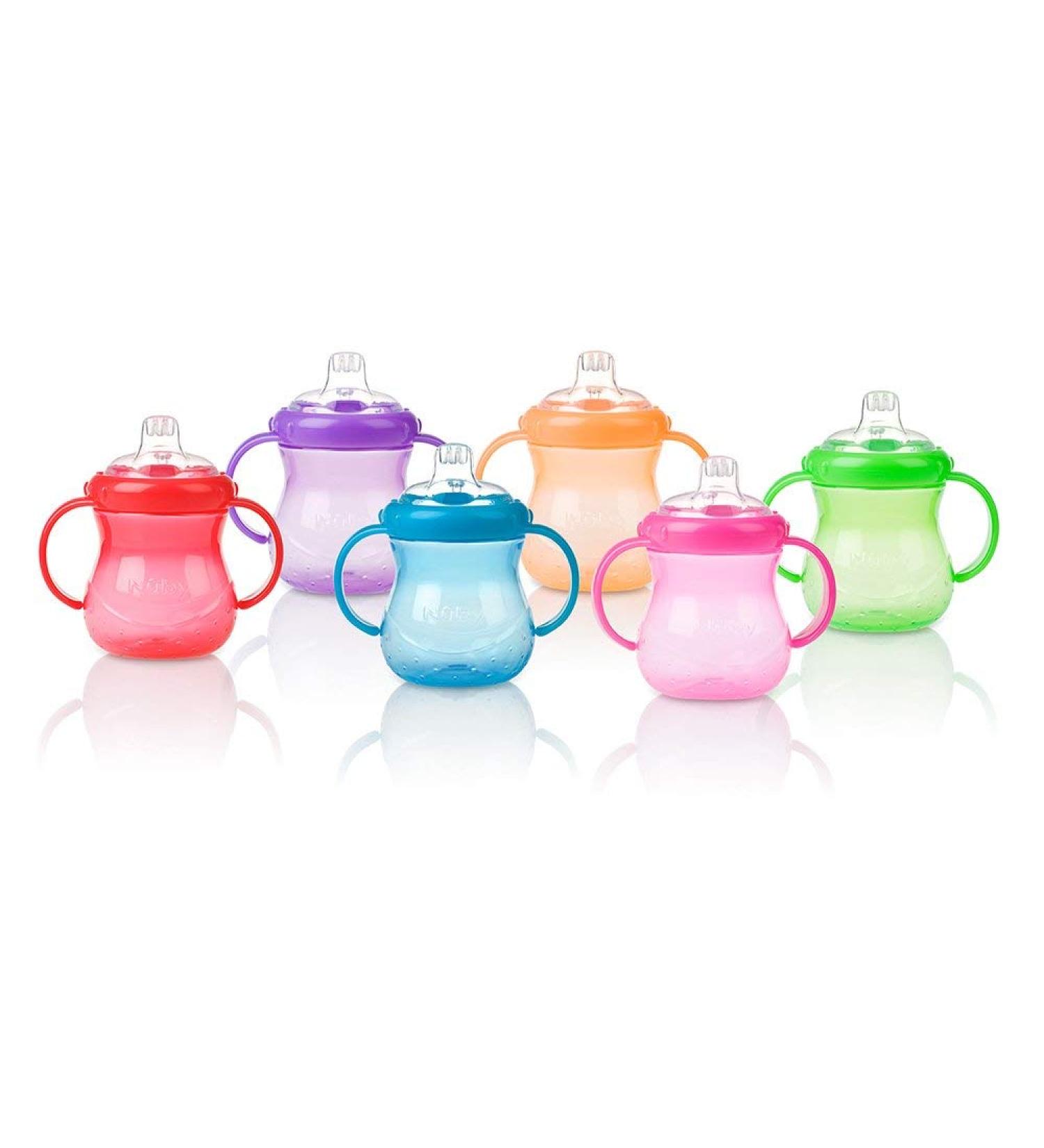Nuby Plastic Two-Handle No-Spill Grip N' Sip Cup with Soft Spout  10 Ounce  Colors May Vary One Size (Pack of 1) Colors May Vary