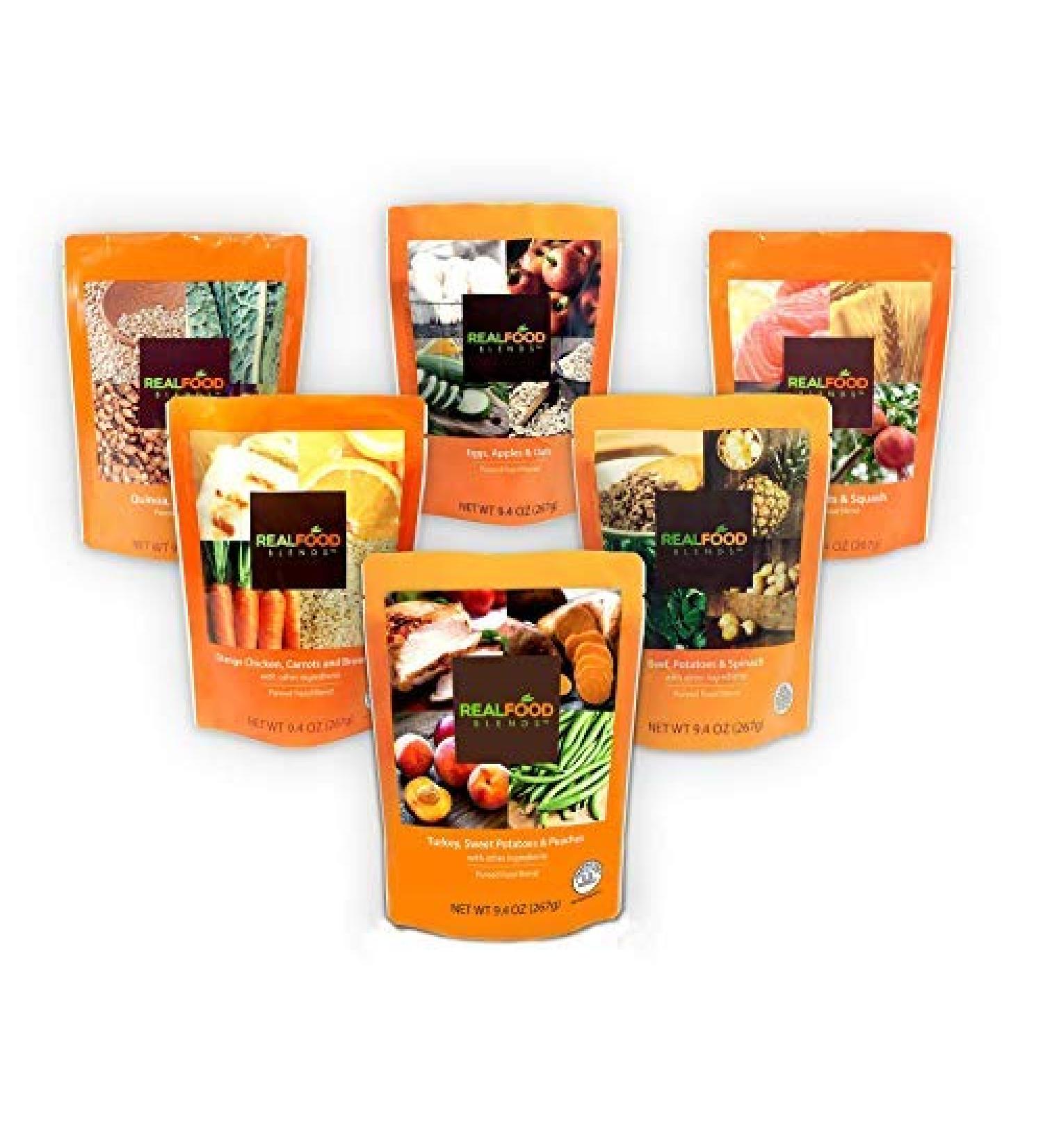 Real Food Blends Variety Case 9.4 oz Pureed Meal for Feeding Tubes - 6 Flavors (Case of 12 Pouches) - Buy Online on SooperMarket.com