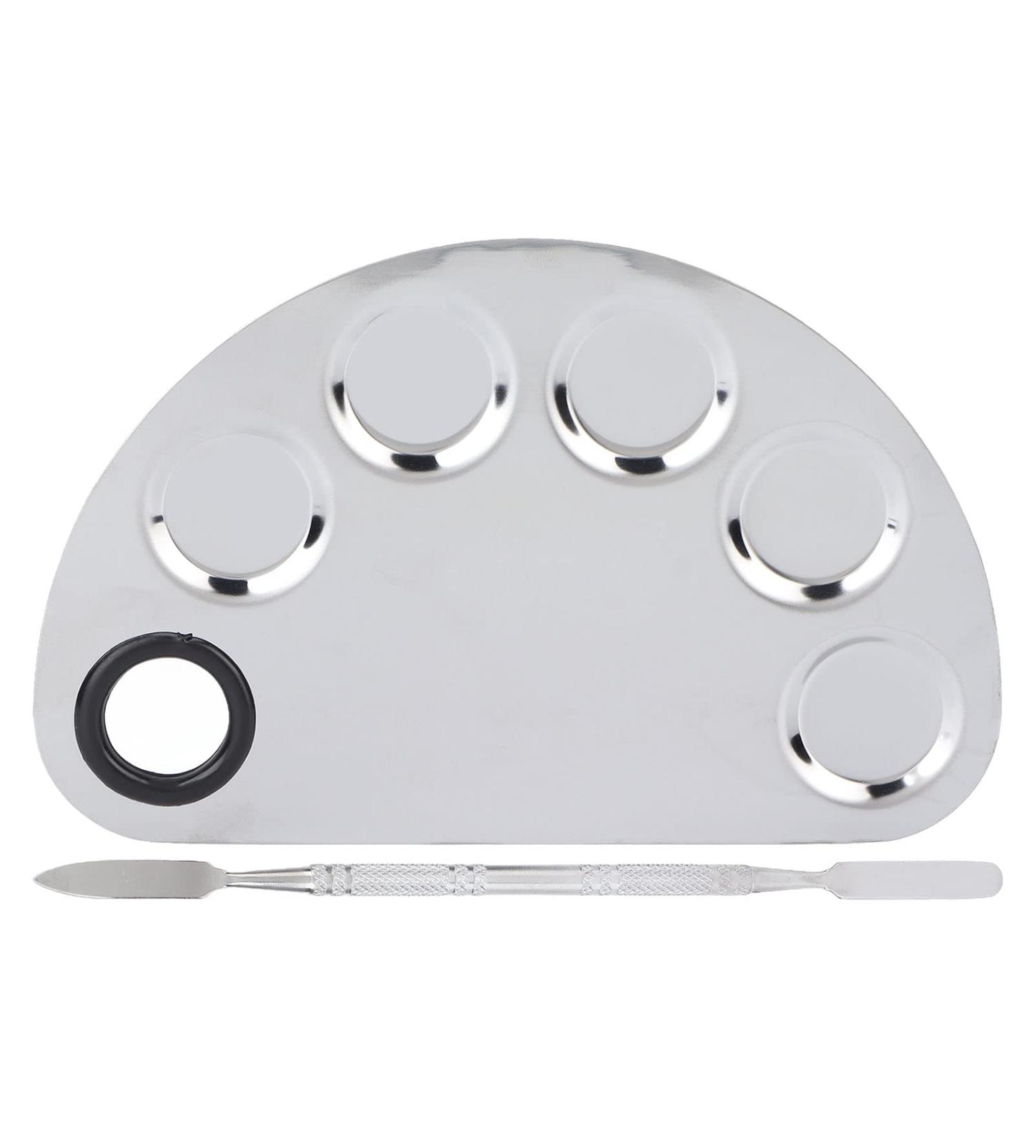 Professional Stainless Steel Makeup Mixing Palette & Spatula - Perfect for Foundations Eye Shadows Lipsticks & Nail Art - Buy Online on SooperMarket.com