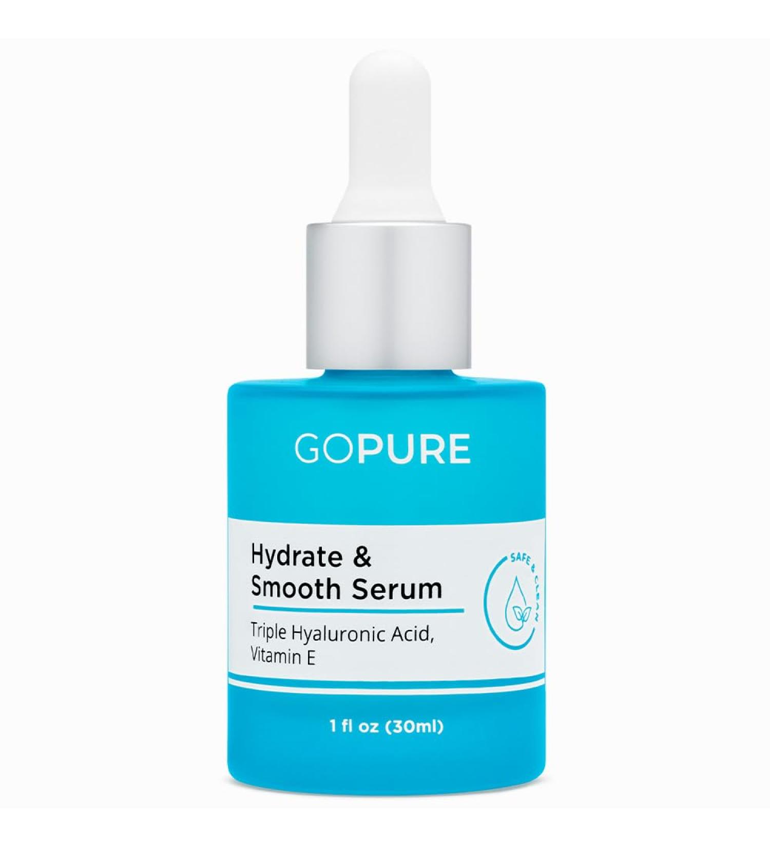 goPure Actives Hyaluronic Acid Serum with Vitamin E - Natural Glow & Hydration - Anti-Aging Brightening Serum for Firmer Smoother Skin - 1 fl oz - Buy Online on SooperMarket.com