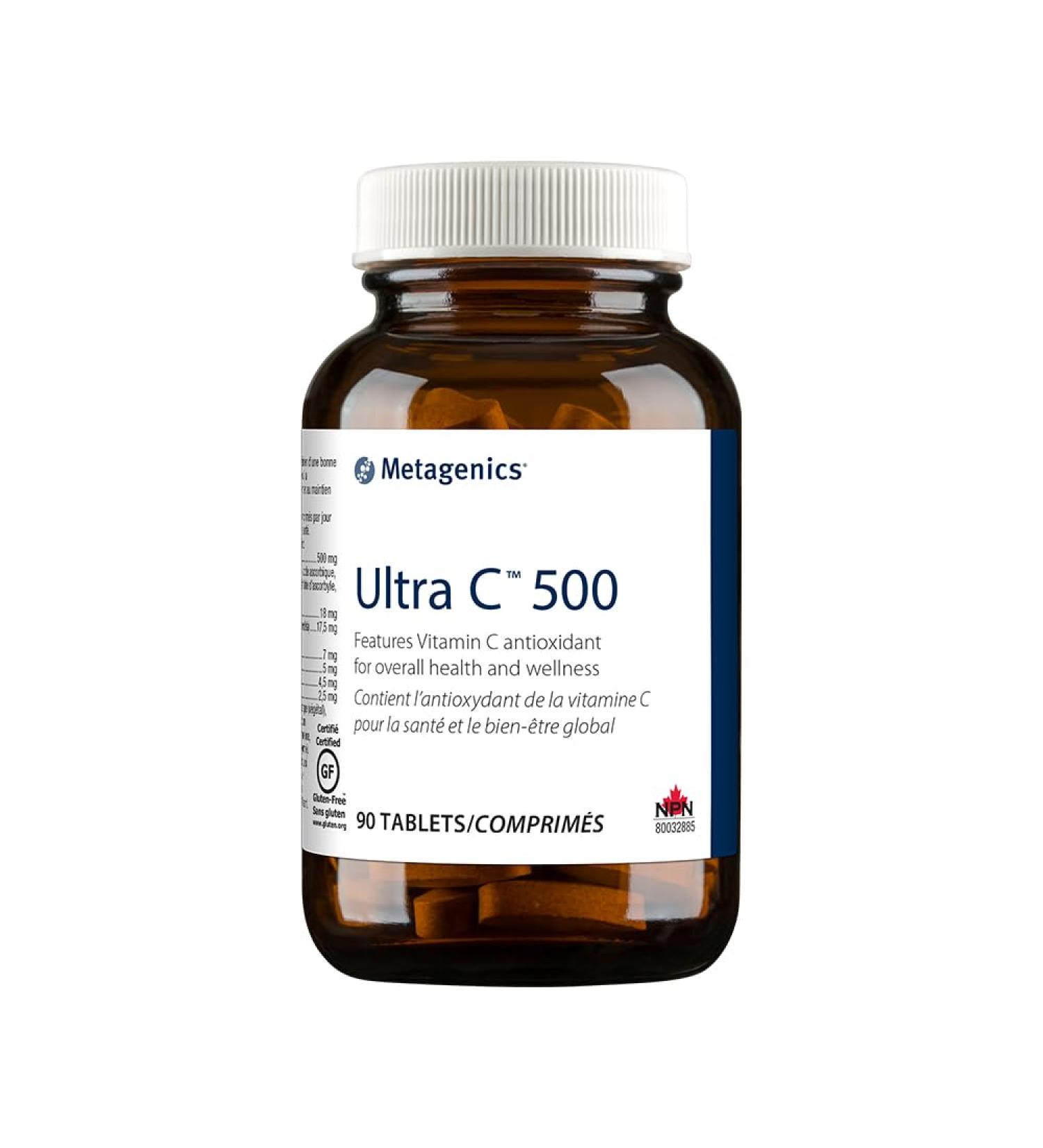 Metagenics - Ultra-C 500 - Antioxidant Vitamin C 500mg Supplement for Overall Wellness - 90 Tablets