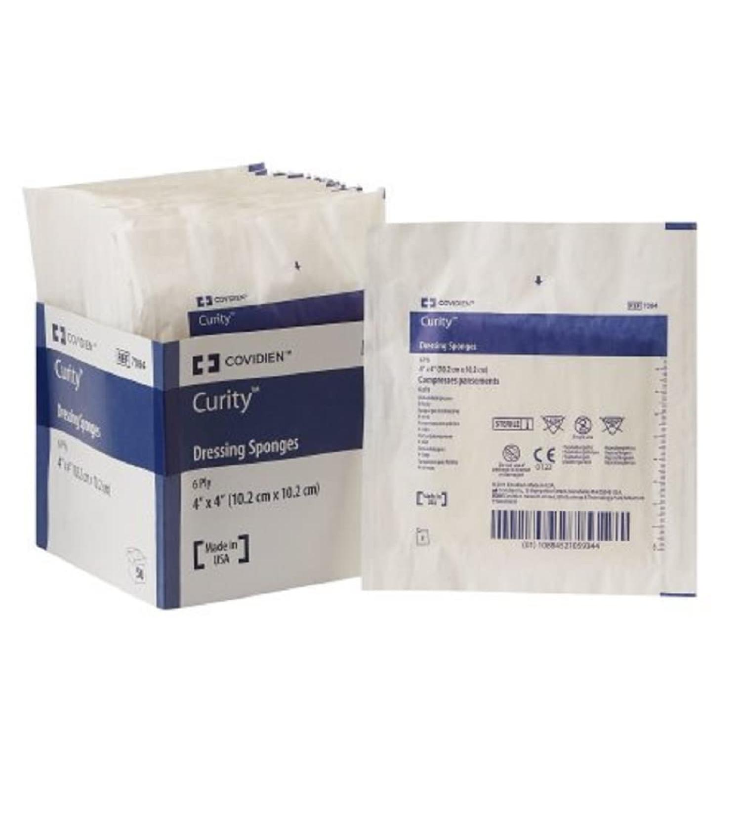 Curity 7084 Gauze Dressing Sponges - Sterile 4 x 4 6 PLY - 25 packs of 2 Per Box
